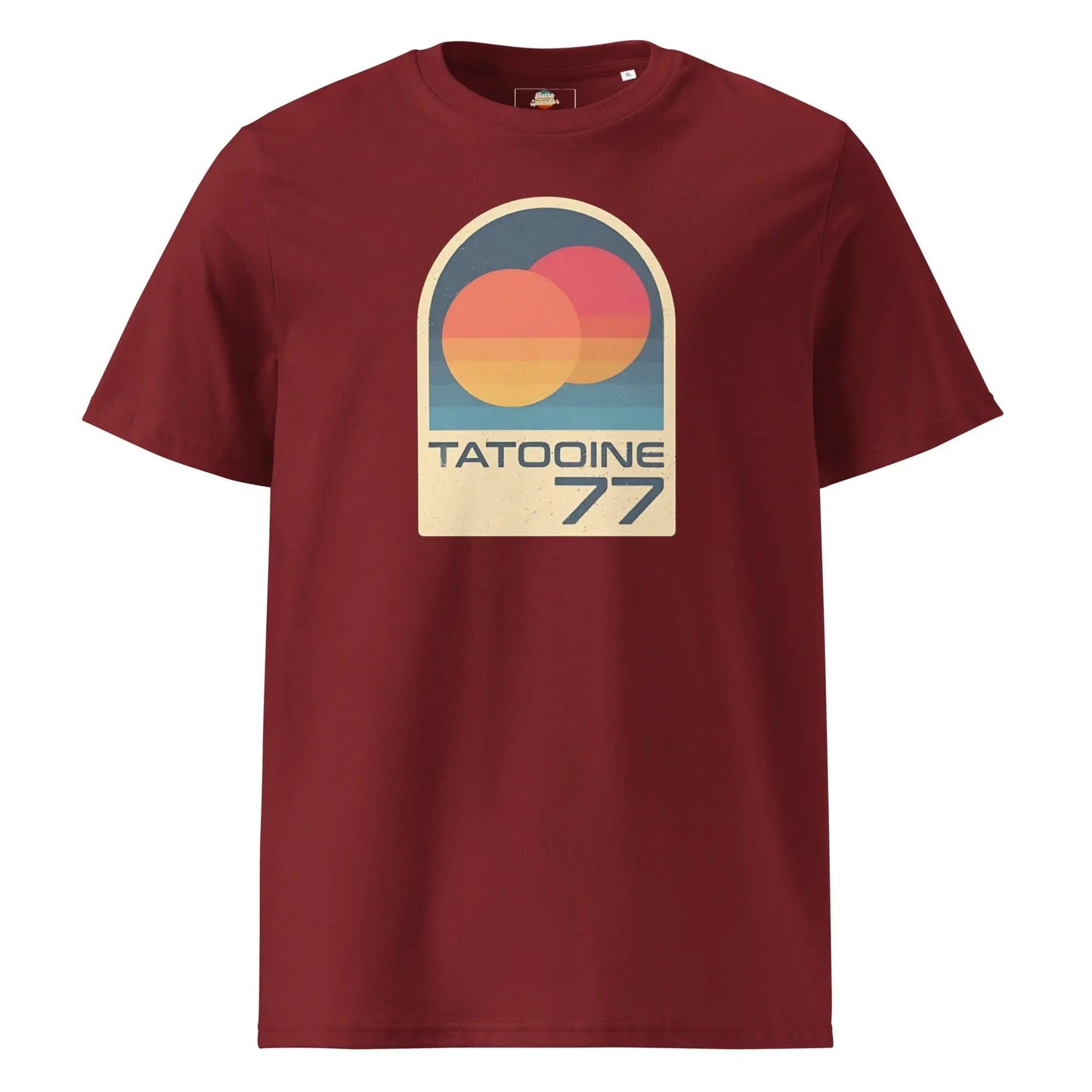 Tatooine '77 - organic ribbed neck t-shirt by Stanley/Stella Tags: 1977, movie, original, Printful, retro, shirt, star wars, sunset, t-shirt, tatooine, vintage RetroSplendor Apparel