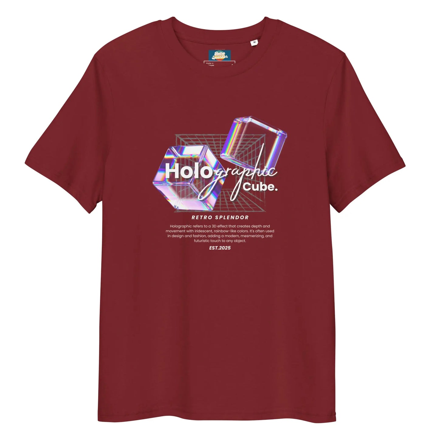 Holographic Cubes - Unisex organic ribbed neck t-shirt – Shirt by Stanley/Stella Tags: graphic, men, original, Printful, retro, science, tee, unisex, vintage, women, y2k RetroSplendor Apparel