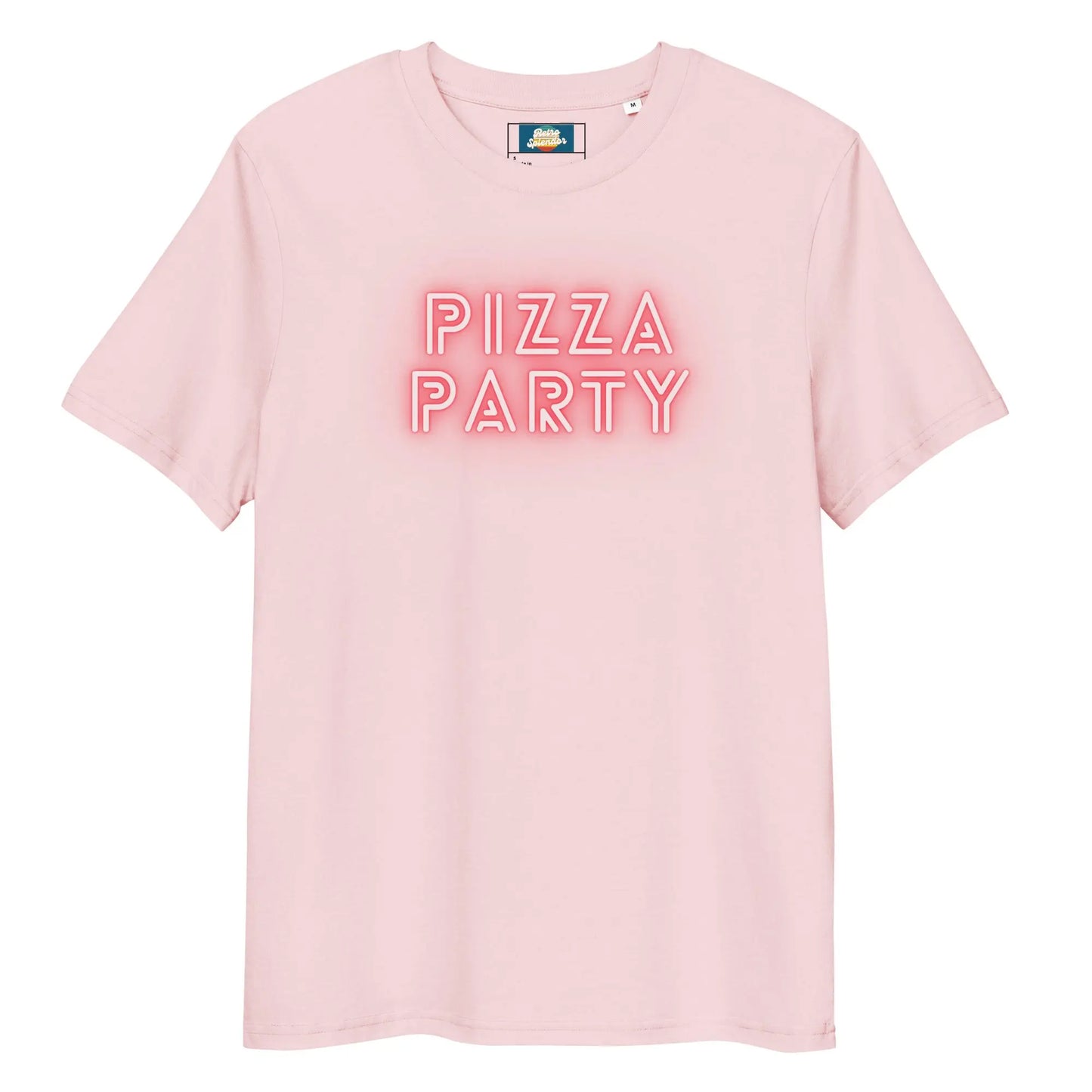 Pizza Party - Unisex organic ribbed neck t-shirt by Stanley/Stella Tags: 80s, graphic, men, original, party, pizza, Printful, retro, tee, unisex, vintage, women RetroSplendor Apparel