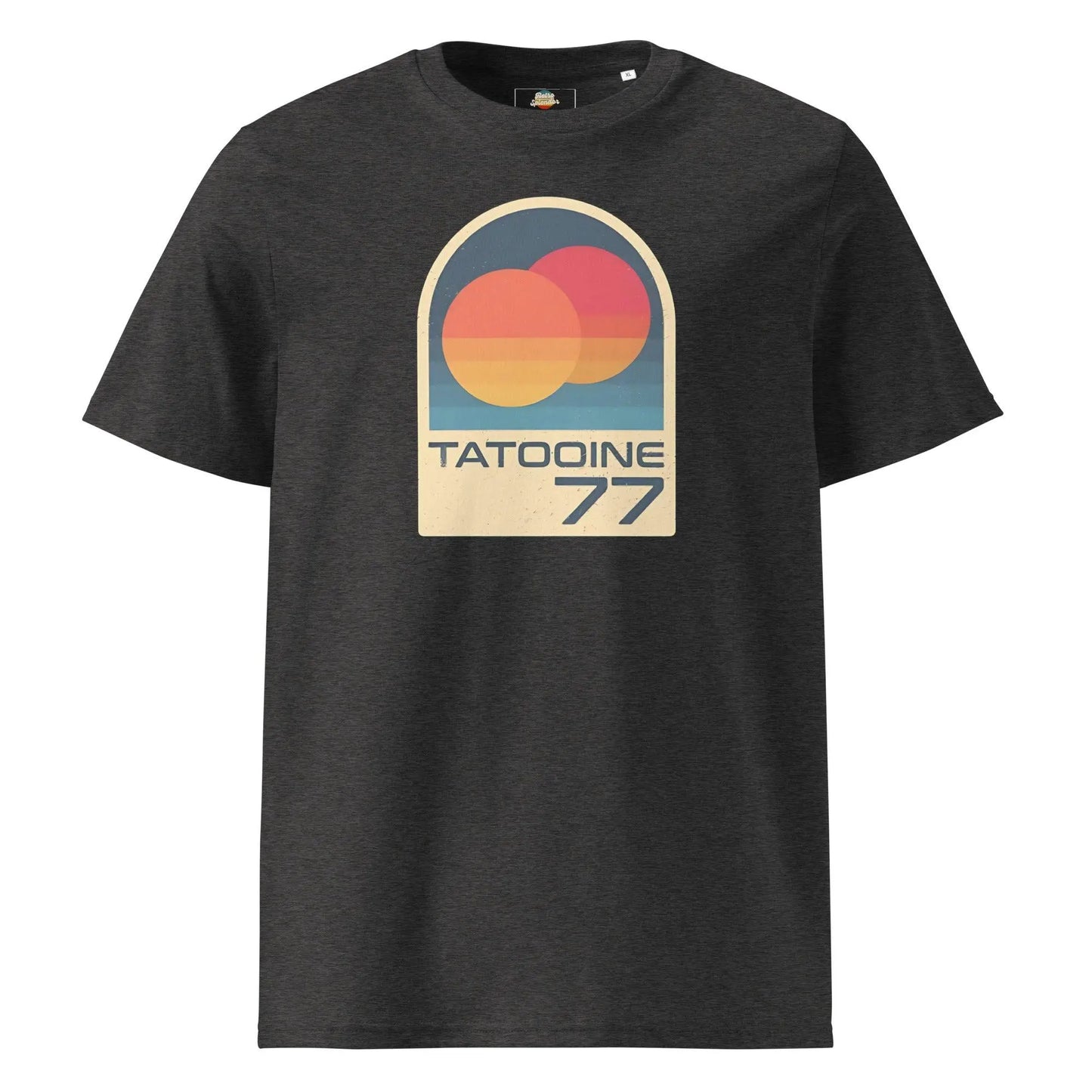 Tatooine '77 - organic ribbed neck t-shirt by Stanley/Stella Tags: 1977, movie, original, Printful, retro, shirt, star wars, sunset, t-shirt, tatooine, vintage RetroSplendor Apparel