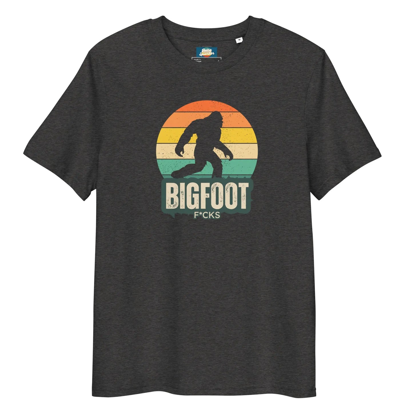 Bigfoot F*cks - Unisex organic ribbed neck t-shirt by Stanley/Stella Tags: bigfoot, cool, funny, graphic, men, original, Printful, retro, tee, unisex, vintage, women RetroSplendor Apparel