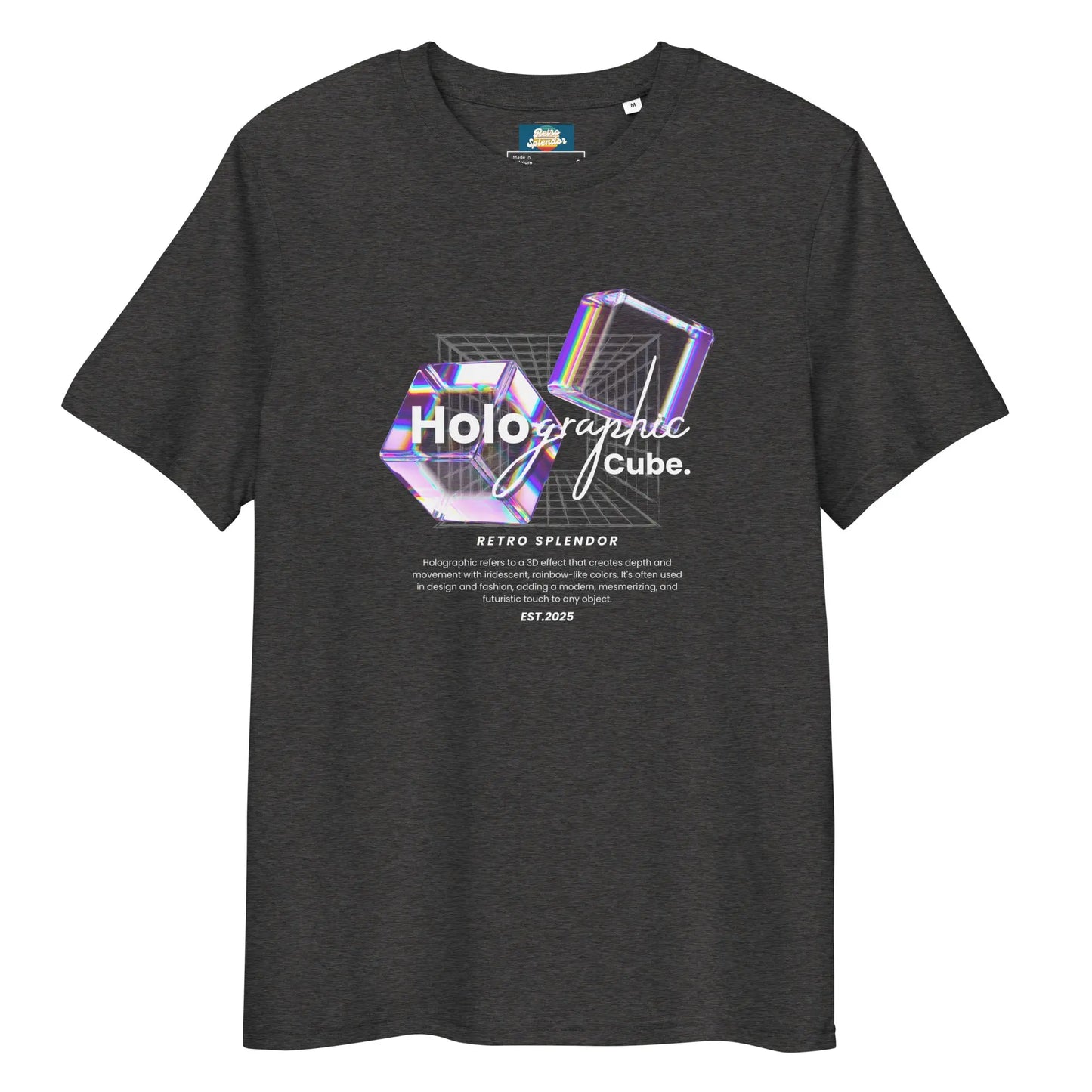 Holographic Cubes - Unisex organic ribbed neck t-shirt – Shirt by Stanley/Stella Tags: graphic, men, original, Printful, retro, science, tee, unisex, vintage, women, y2k RetroSplendor Apparel