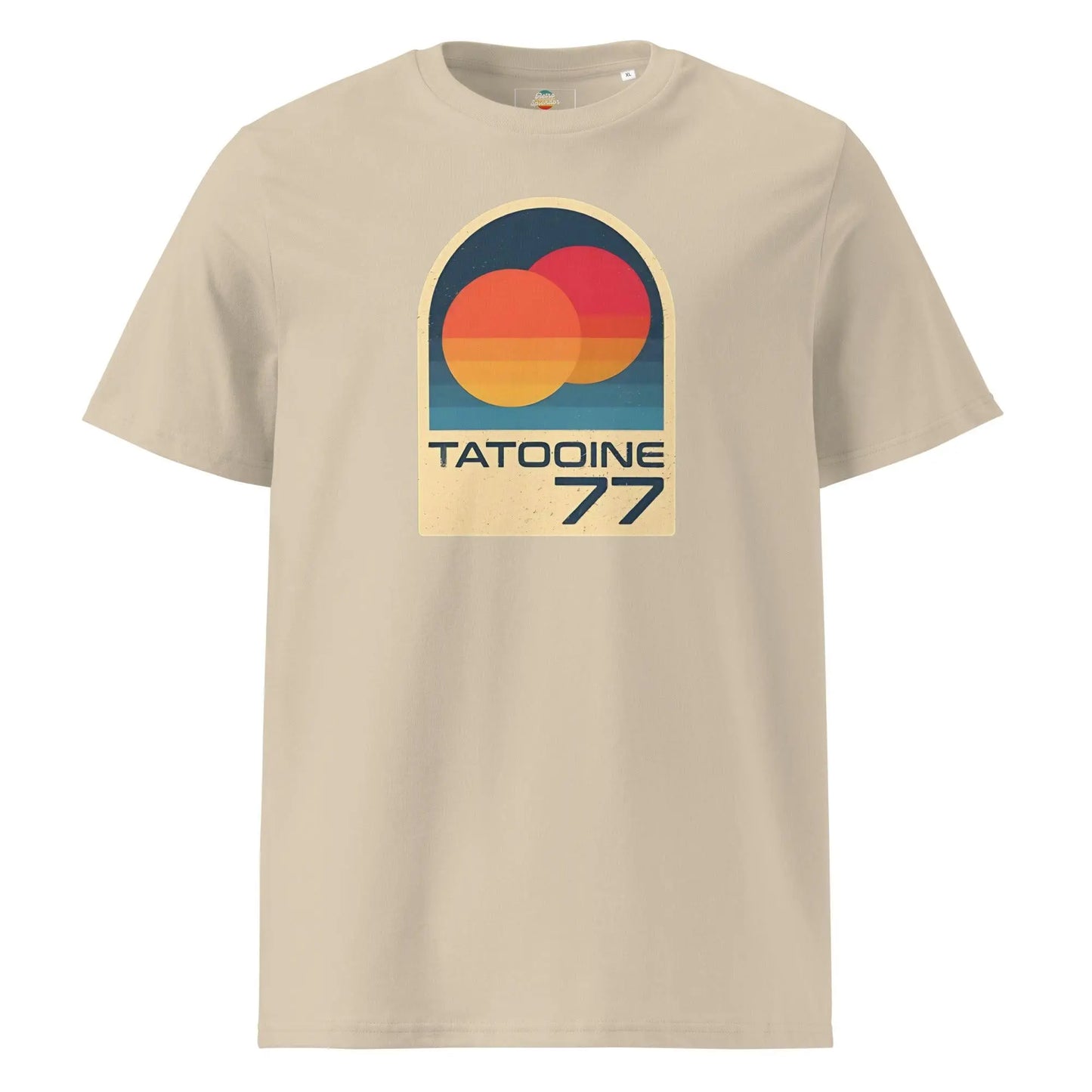 Tatooine '77 - organic ribbed neck t-shirt by Stanley/Stella Tags: 1977, movie, original, Printful, retro, shirt, star wars, sunset, t-shirt, tatooine, vintage RetroSplendor Apparel