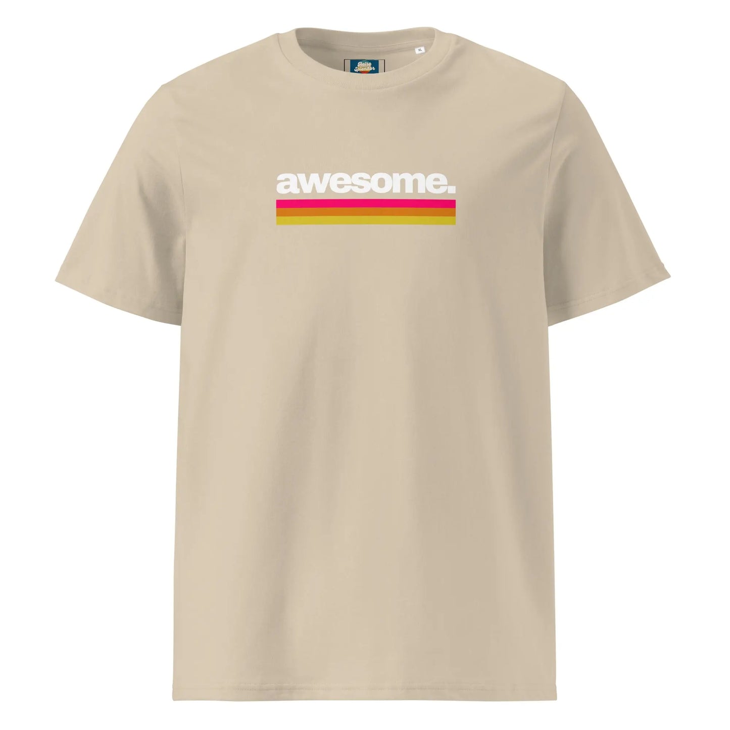 Awesome - organic ribbed neck t-shirt by Stanley/Stella Tags: 70s, 80s, awesome, graphic, logo, original, Printful, retro, slogan, tee, unisex, vintage RetroSplendor Apparel