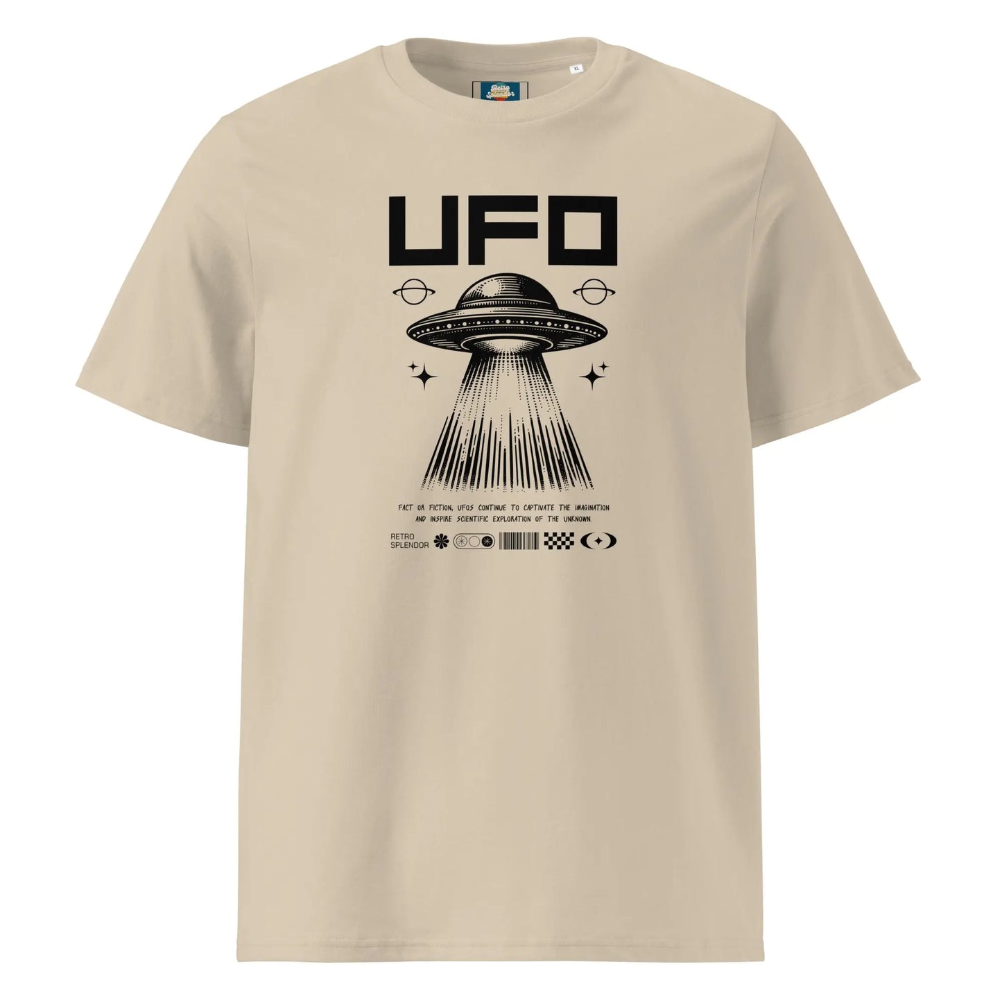 UFO - Unisex organic ribbed neck t-shirt by Stanley/Stella Tags: graphic, men, original, Printful, retro, tee, ufo, unisex, vintage, women RetroSplendor Apparel