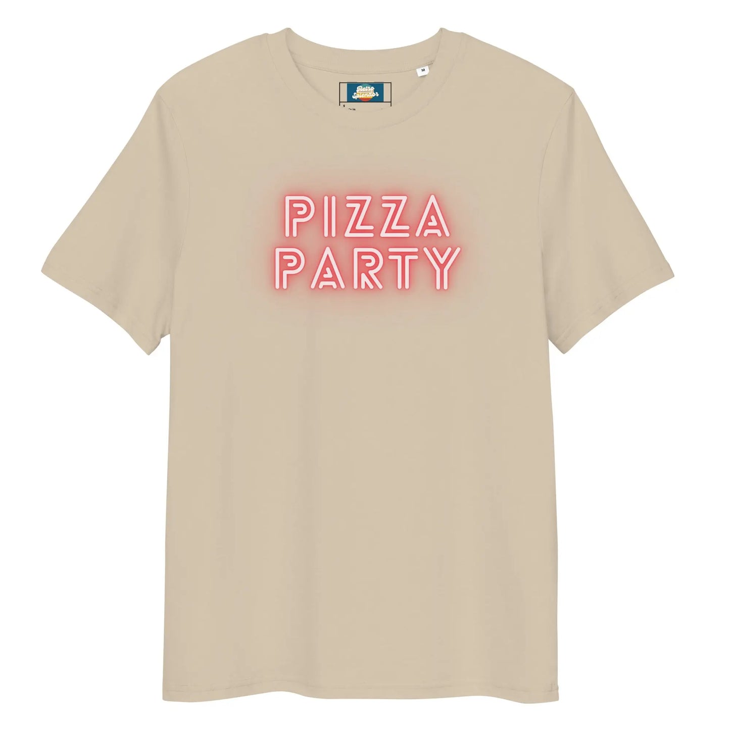 Pizza Party - Unisex organic ribbed neck t-shirt by Stanley/Stella Tags: 80s, graphic, men, original, party, pizza, Printful, retro, tee, unisex, vintage, women RetroSplendor Apparel