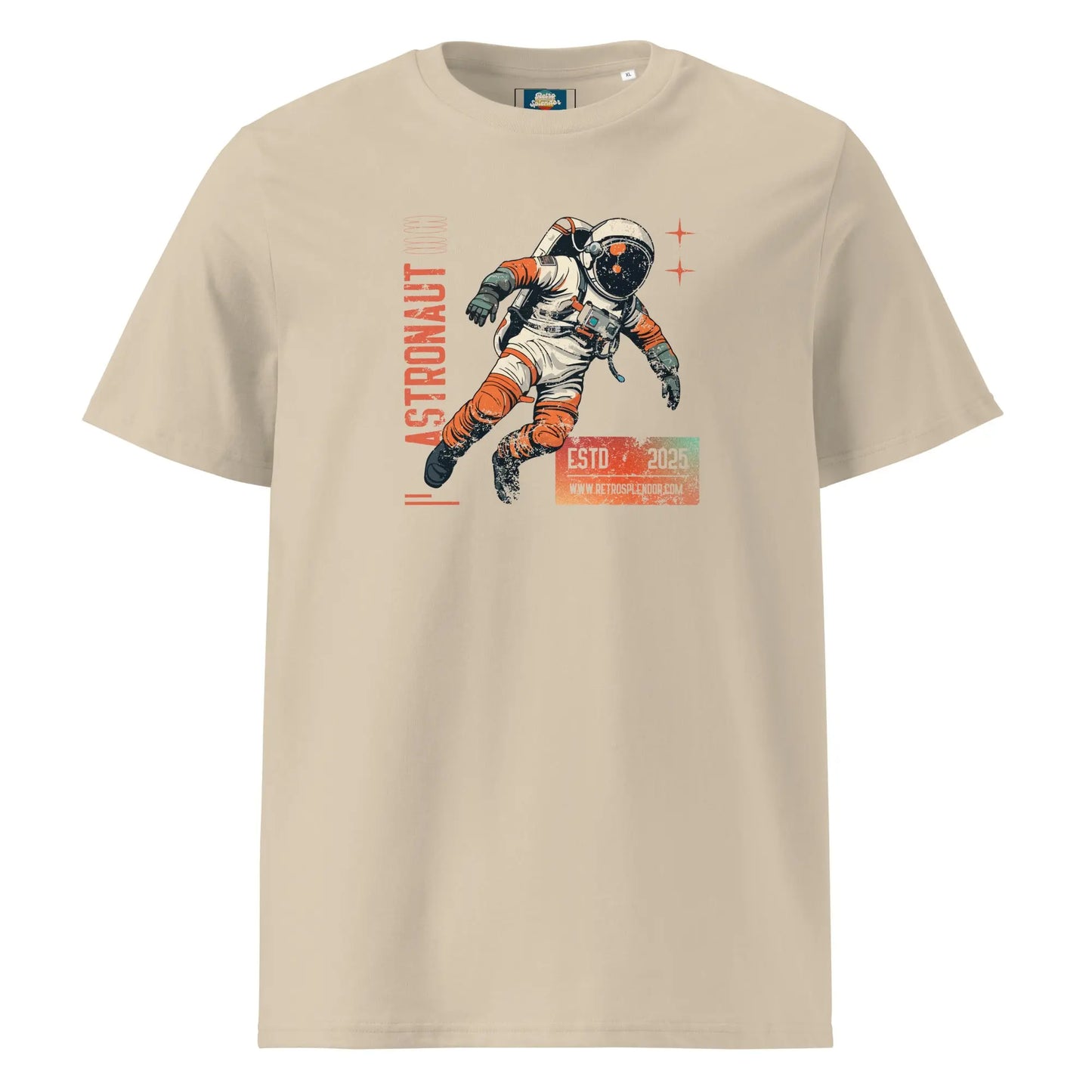 Astronaut - Distressed Unisex organic ribbed neck t-shirt by Stanley/Stella Tags: astronaut, graphic tee, original, Printful, retro, science, shirt, space, tee, vintage RetroSplendor Apparel