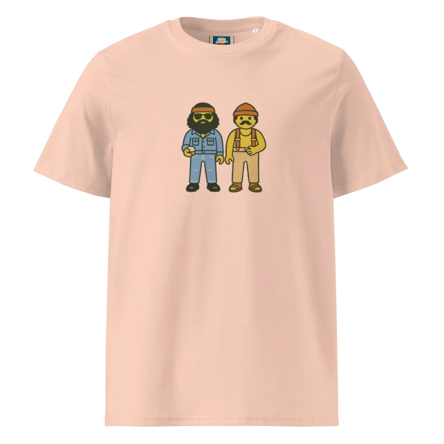Cheech and Chong - organic ribbed neck t-shirt by Stanley/Stella Tags: 70s, cheech and chong, cute, movie, organic cotton, original, playschool, Printful, retro, retrosplendor, t-shirt, vintage vibe RetroSplendor Apparel