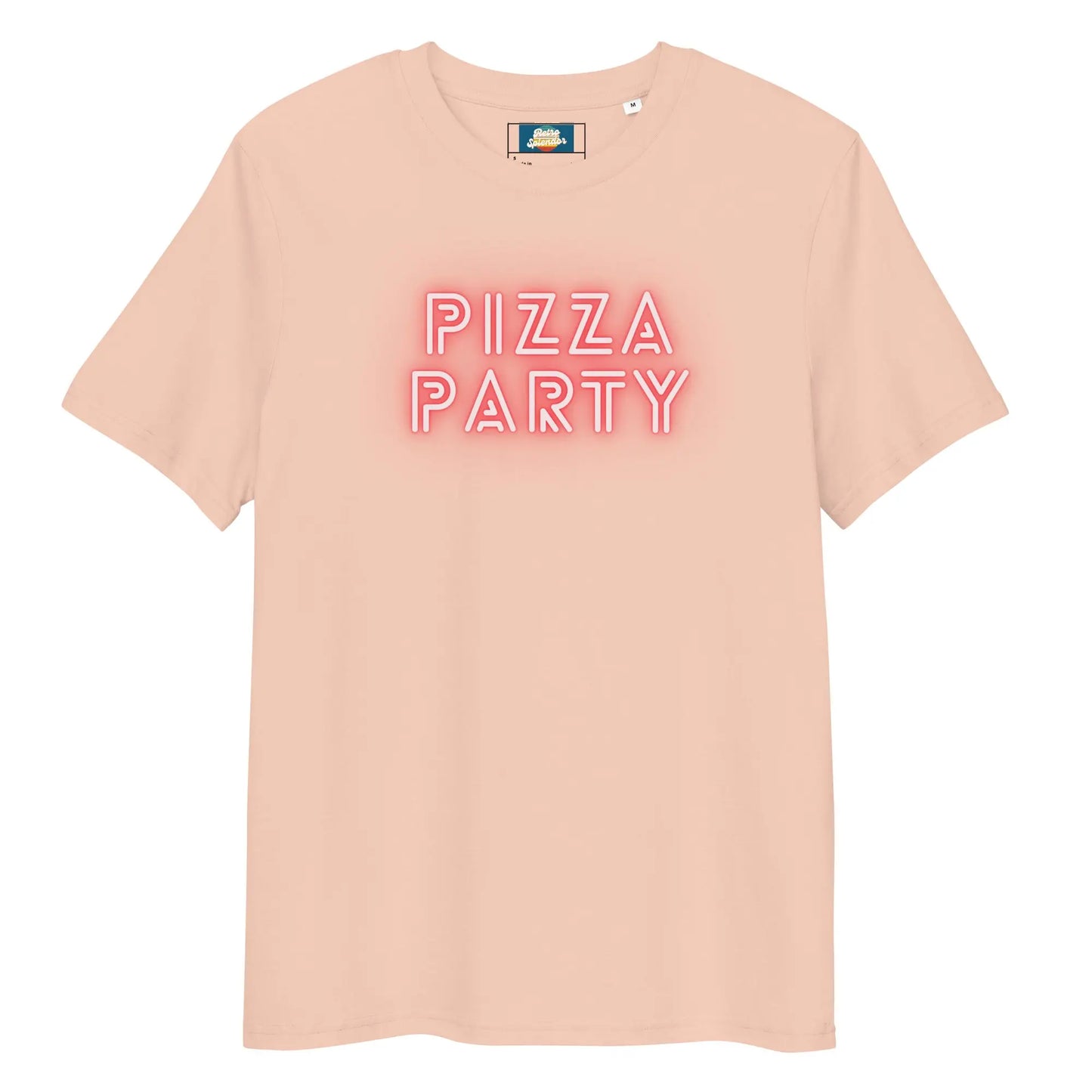 Pizza Party - Unisex organic ribbed neck t-shirt by Stanley/Stella Tags: 80s, graphic, men, original, party, pizza, Printful, retro, tee, unisex, vintage, women RetroSplendor Apparel