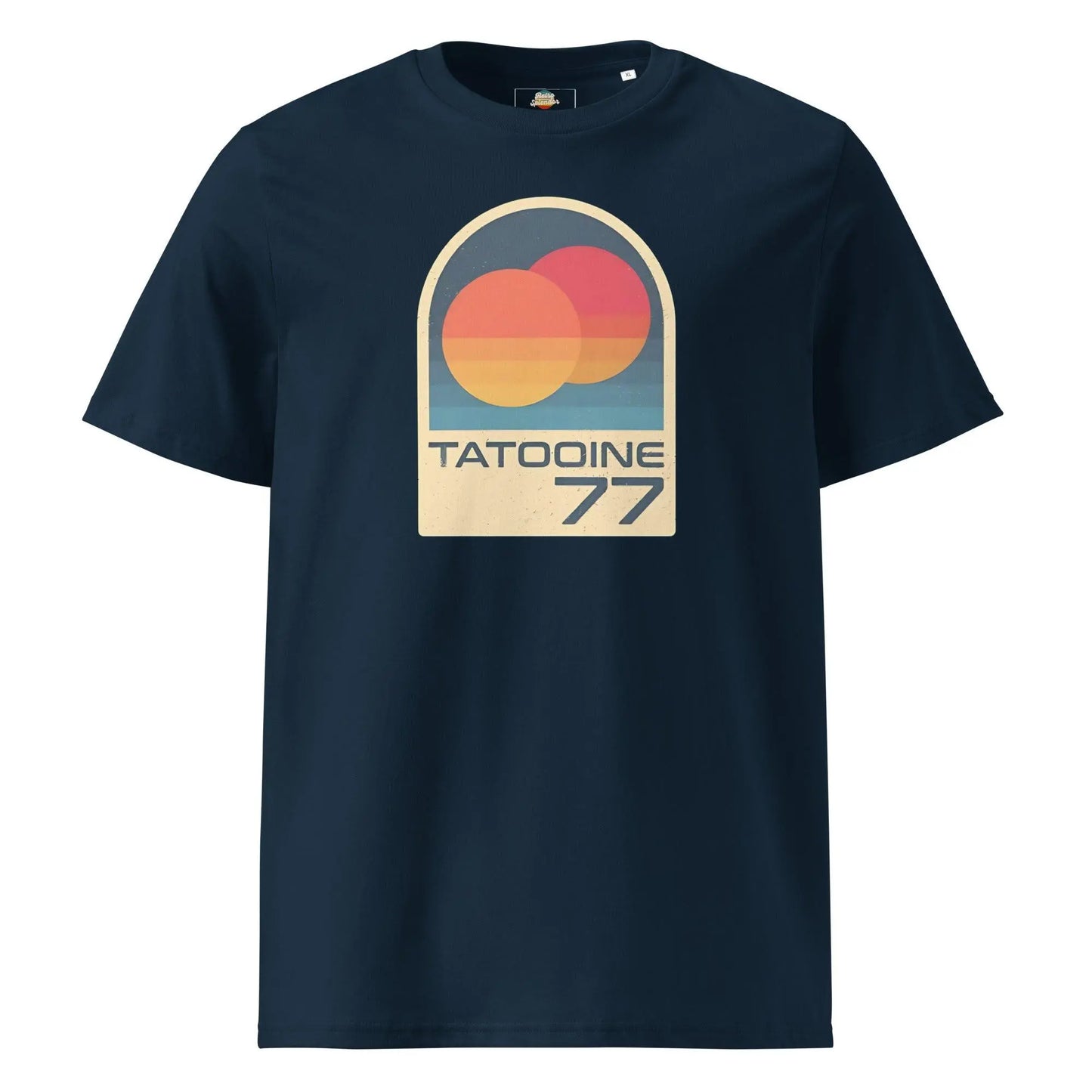 Tatooine '77 - organic ribbed neck t-shirt by Stanley/Stella Tags: 1977, movie, original, Printful, retro, shirt, star wars, sunset, t-shirt, tatooine, vintage RetroSplendor Apparel