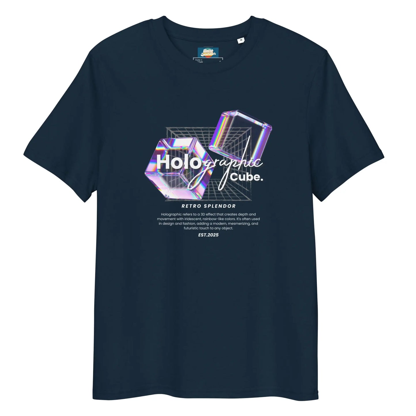 Holographic Cubes - Unisex organic ribbed neck t-shirt – Shirt by Stanley/Stella Tags: graphic, men, original, Printful, retro, science, tee, unisex, vintage, women, y2k RetroSplendor Apparel