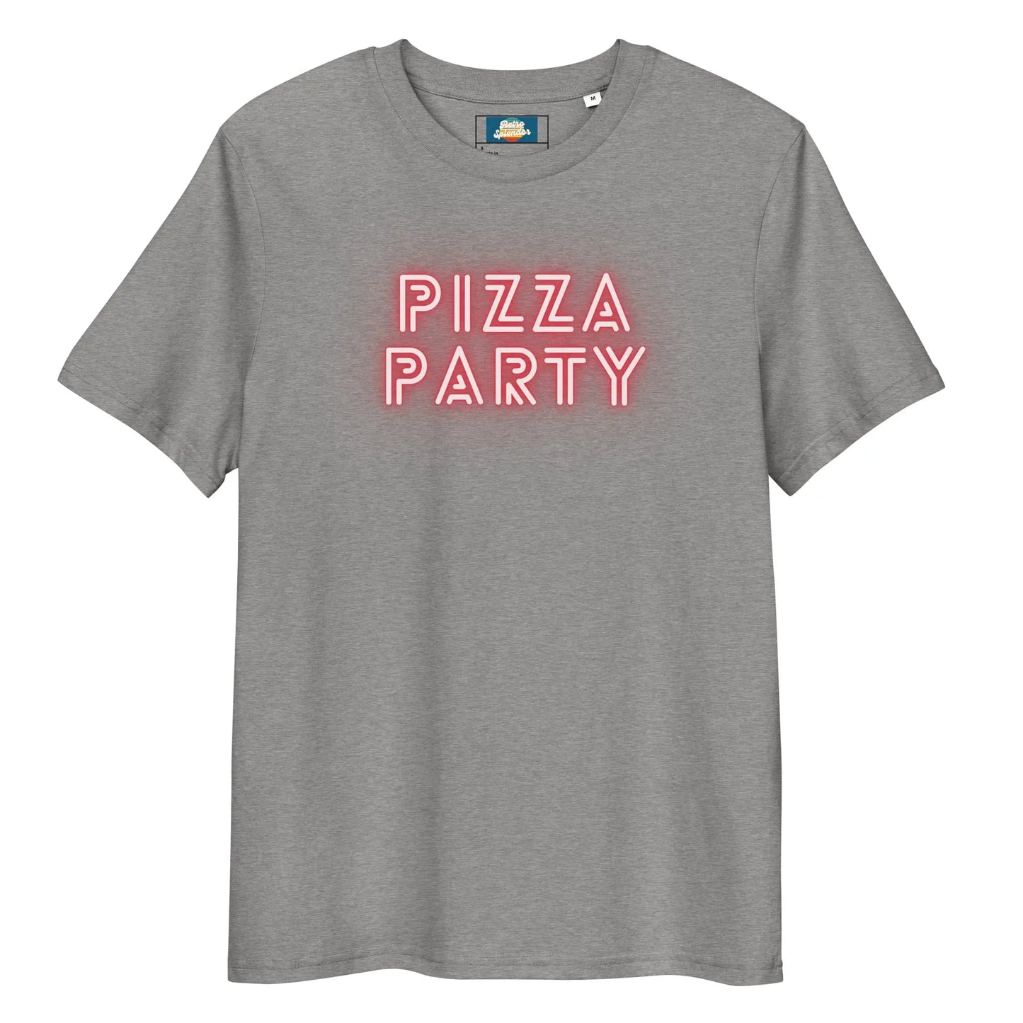 Pizza Party - Unisex organic ribbed neck t-shirt by Stanley/Stella Tags: 80s, graphic, men, original, party, pizza, Printful, retro, tee, unisex, vintage, women RetroSplendor Apparel