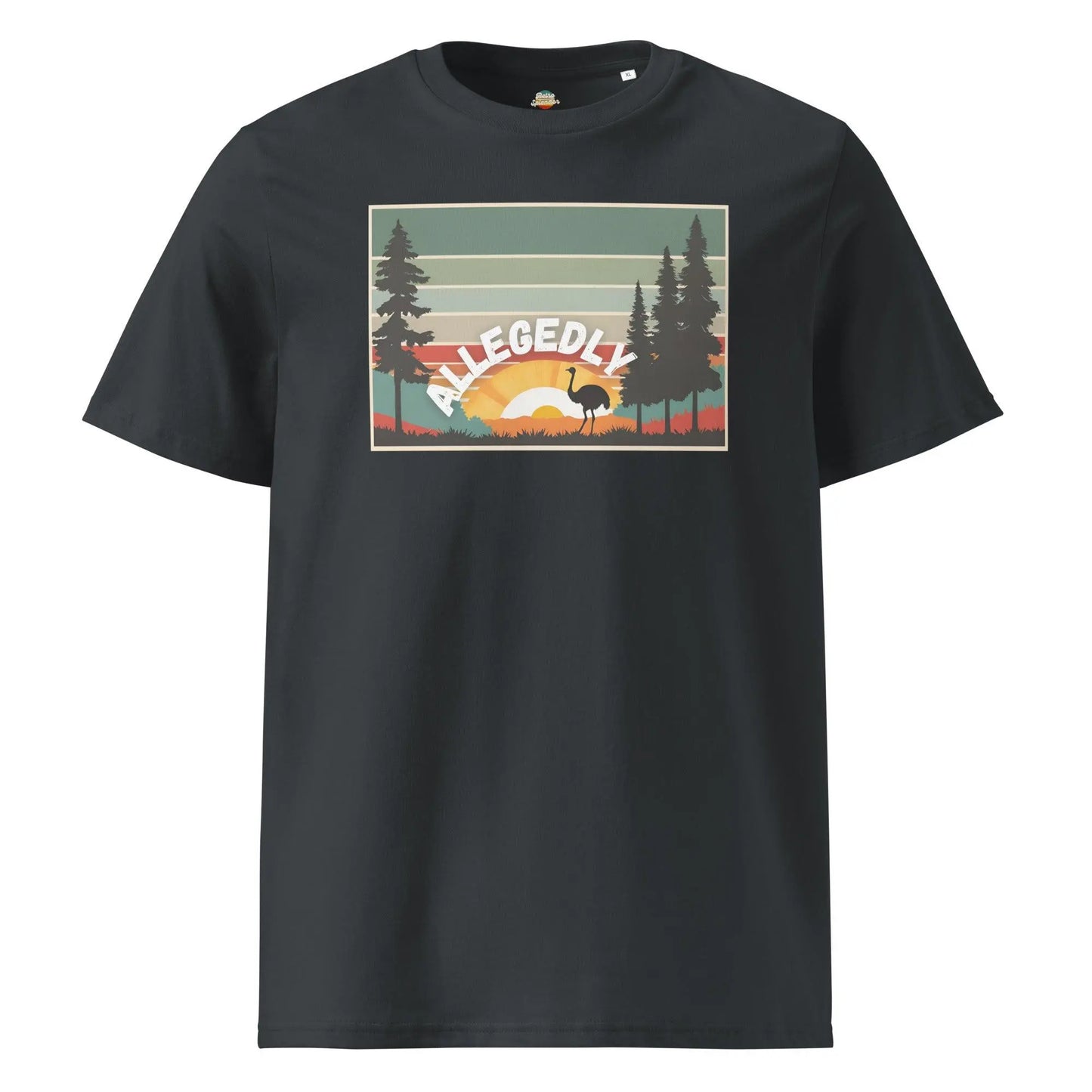 Allegedly - Letter Kenny Ostrich Retro T-Shirt - Organic Cotton by Stanley/Stella Tags: allegedly, comedy, funny, humor, letter kenny, organic cotton, original, ostrich, retro, shirt, t-shirt, vintage RetroSplendor Apparel