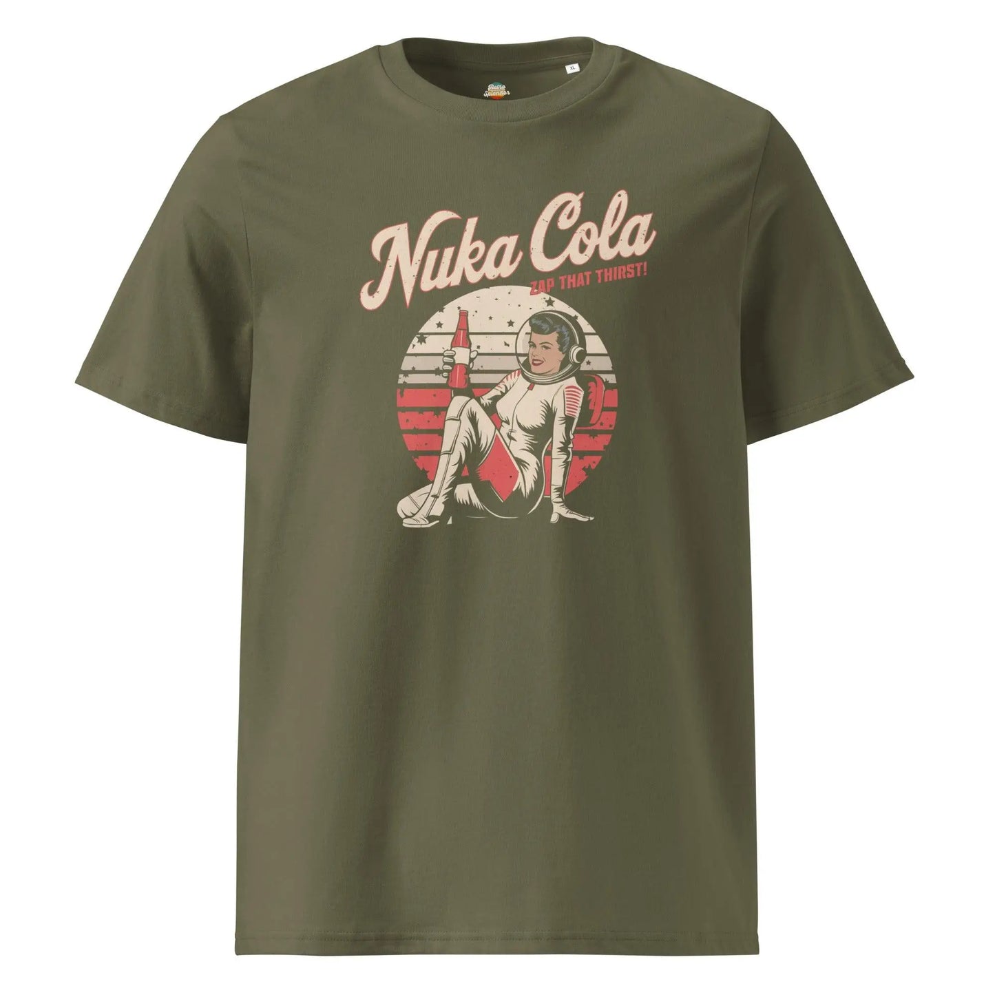 Nuka Cola - organic ribbed neck t-shirt by Stanley/Stella Tags: fallout, gaming, nuka cola, organic cotton, original, pc gaming, shirt, t-shirt, tv, vintage, xbox, Y2k RetroSplendor Apparel