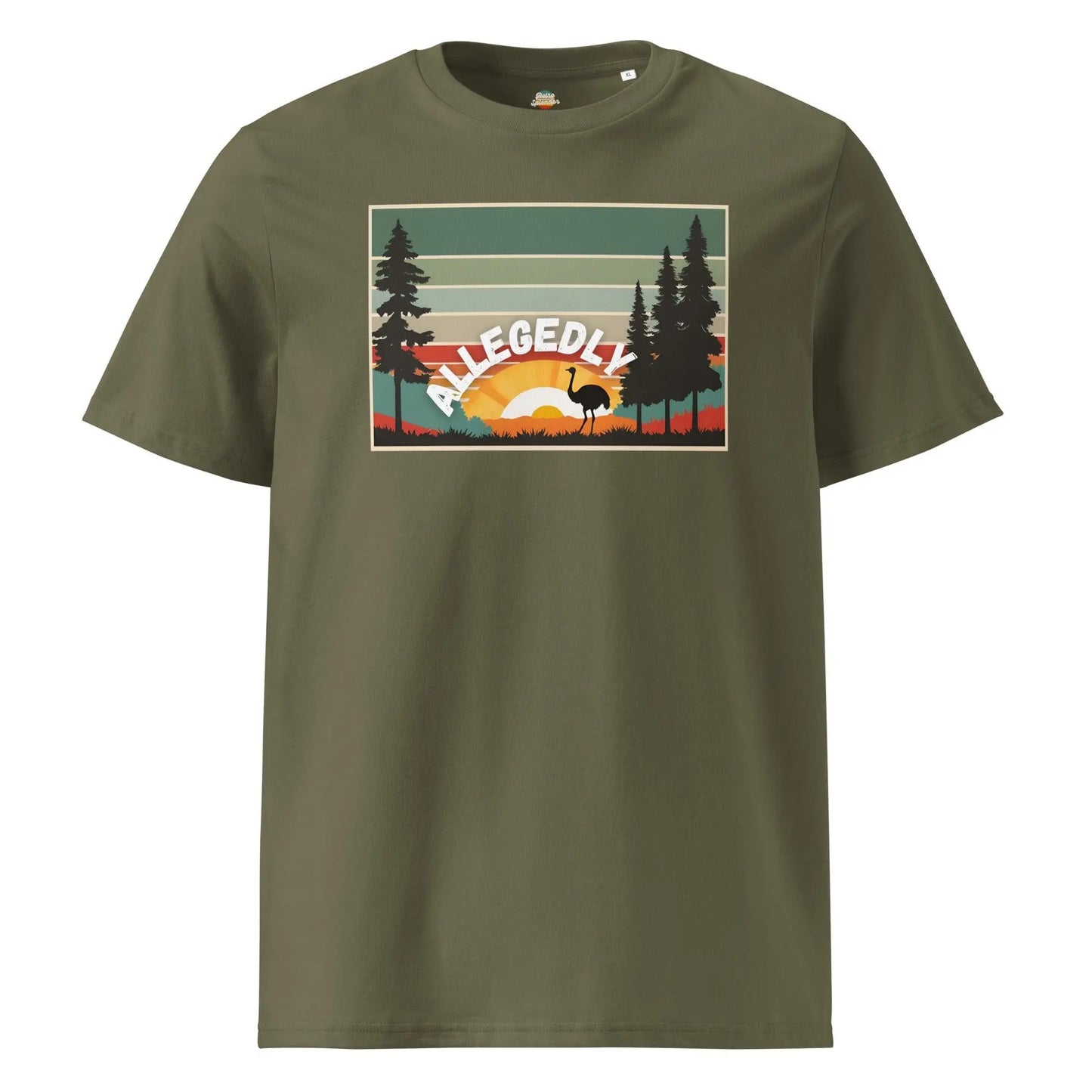 Allegedly - Letter Kenny Ostrich Retro T-Shirt - Organic Cotton by Stanley/Stella Tags: allegedly, comedy, funny, humor, letter kenny, organic cotton, original, ostrich, retro, shirt, t-shirt, vintage RetroSplendor Apparel