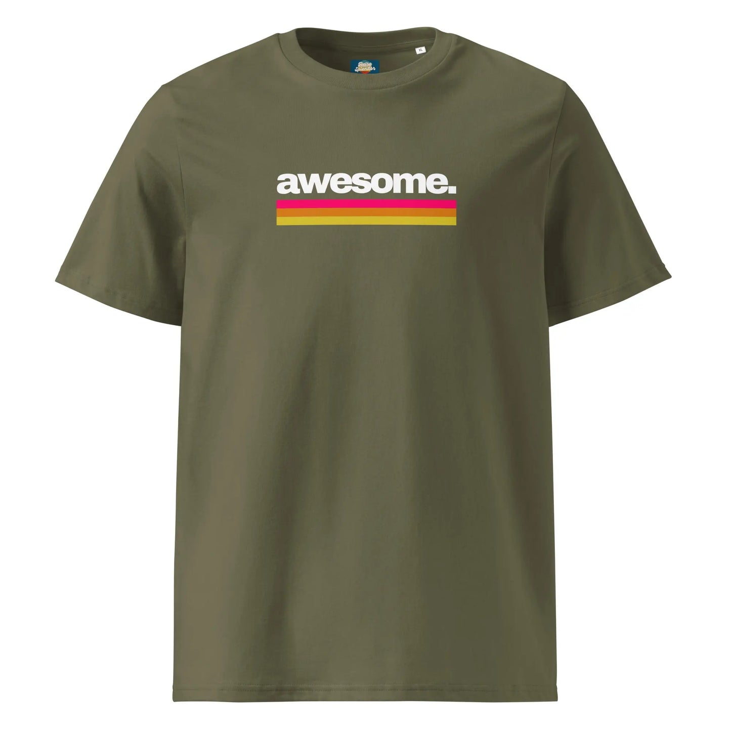 Awesome - organic ribbed neck t-shirt by Stanley/Stella Tags: 70s, 80s, awesome, graphic, logo, original, Printful, retro, slogan, tee, unisex, vintage RetroSplendor Apparel