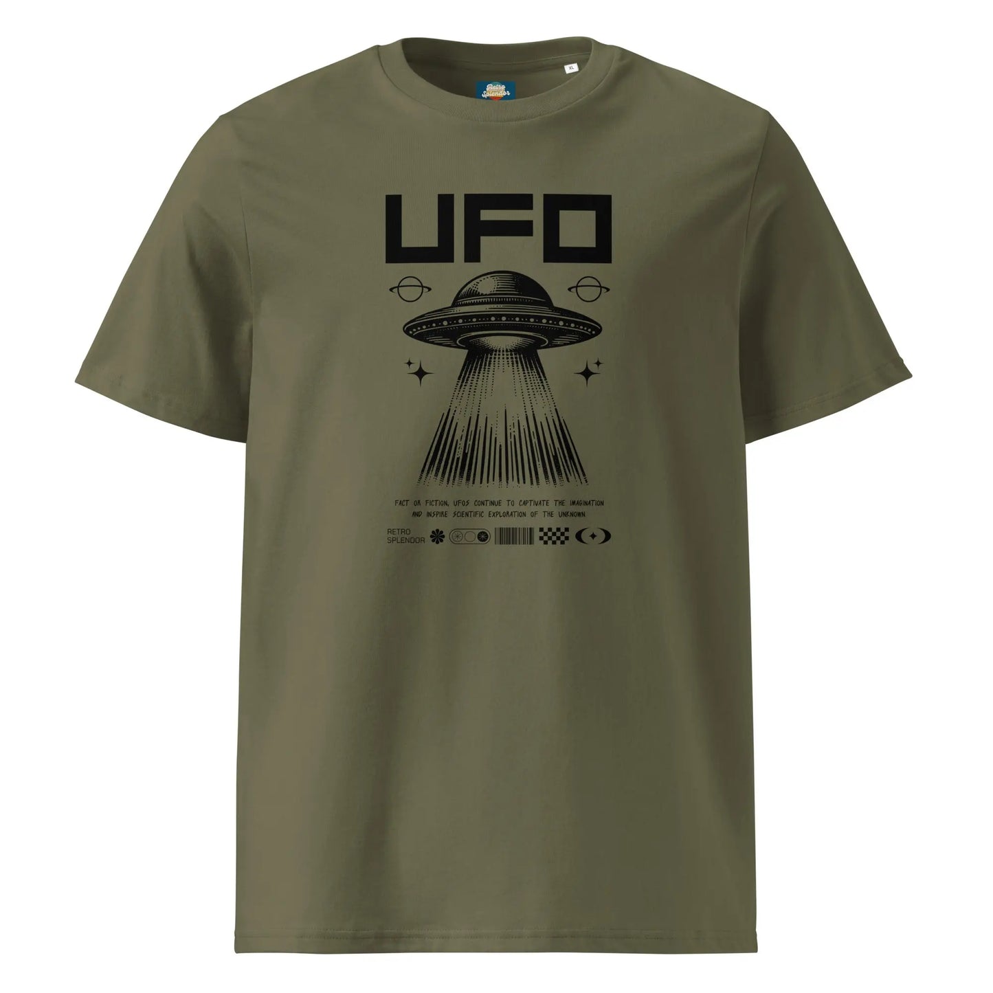 UFO - Unisex organic ribbed neck t-shirt by Stanley/Stella Tags: graphic, men, original, Printful, retro, tee, ufo, unisex, vintage, women RetroSplendor Apparel