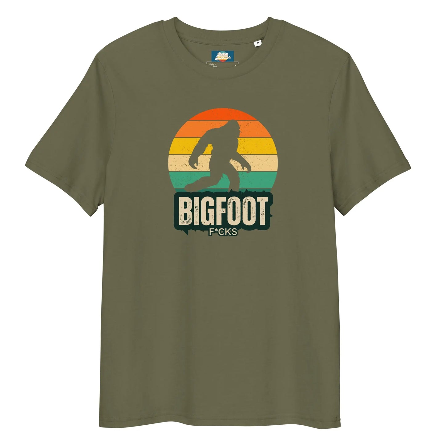 Bigfoot F*cks - Unisex organic ribbed neck t-shirt by Stanley/Stella Tags: bigfoot, cool, funny, graphic, men, original, Printful, retro, tee, unisex, vintage, women RetroSplendor Apparel