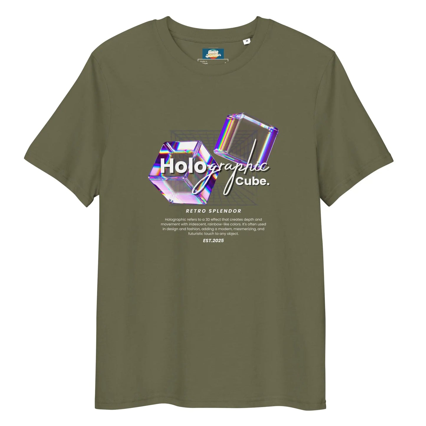 Holographic Cubes - Unisex organic ribbed neck t-shirt – Shirt by Stanley/Stella Tags: graphic, men, original, Printful, retro, science, tee, unisex, vintage, women, y2k RetroSplendor Apparel