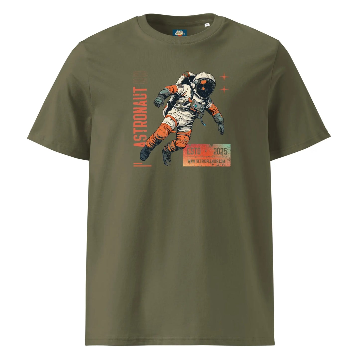 Astronaut - Distressed Unisex organic ribbed neck t-shirt by Stanley/Stella Tags: astronaut, graphic tee, original, Printful, retro, science, shirt, space, tee, vintage RetroSplendor Apparel