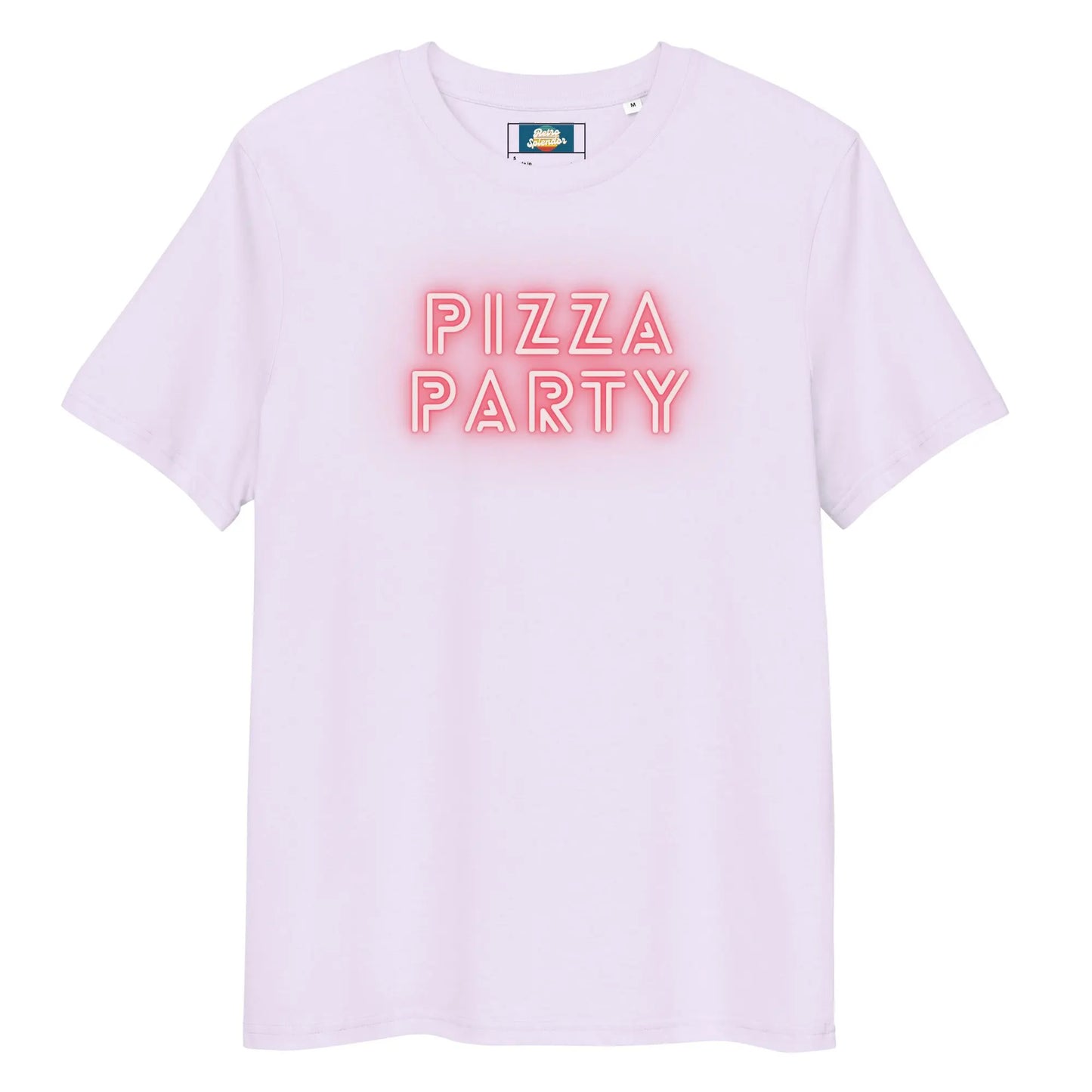 Pizza Party - Unisex organic ribbed neck t-shirt by Stanley/Stella Tags: 80s, graphic, men, original, party, pizza, Printful, retro, tee, unisex, vintage, women RetroSplendor Apparel
