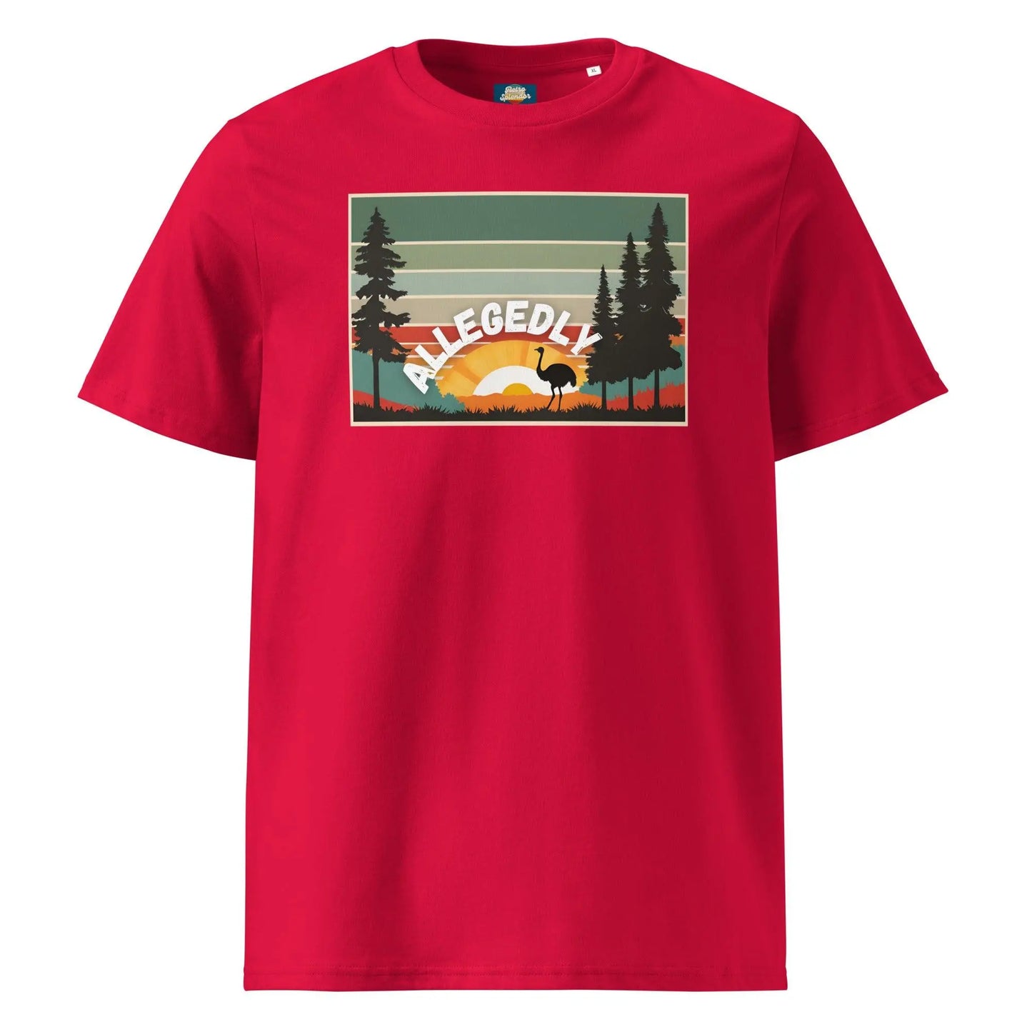 Allegedly - Letter Kenny Ostrich Retro T-Shirt - Organic Cotton by Stanley/Stella Tags: allegedly, comedy, funny, humor, letter kenny, organic cotton, original, ostrich, retro, shirt, t-shirt, vintage RetroSplendor Apparel