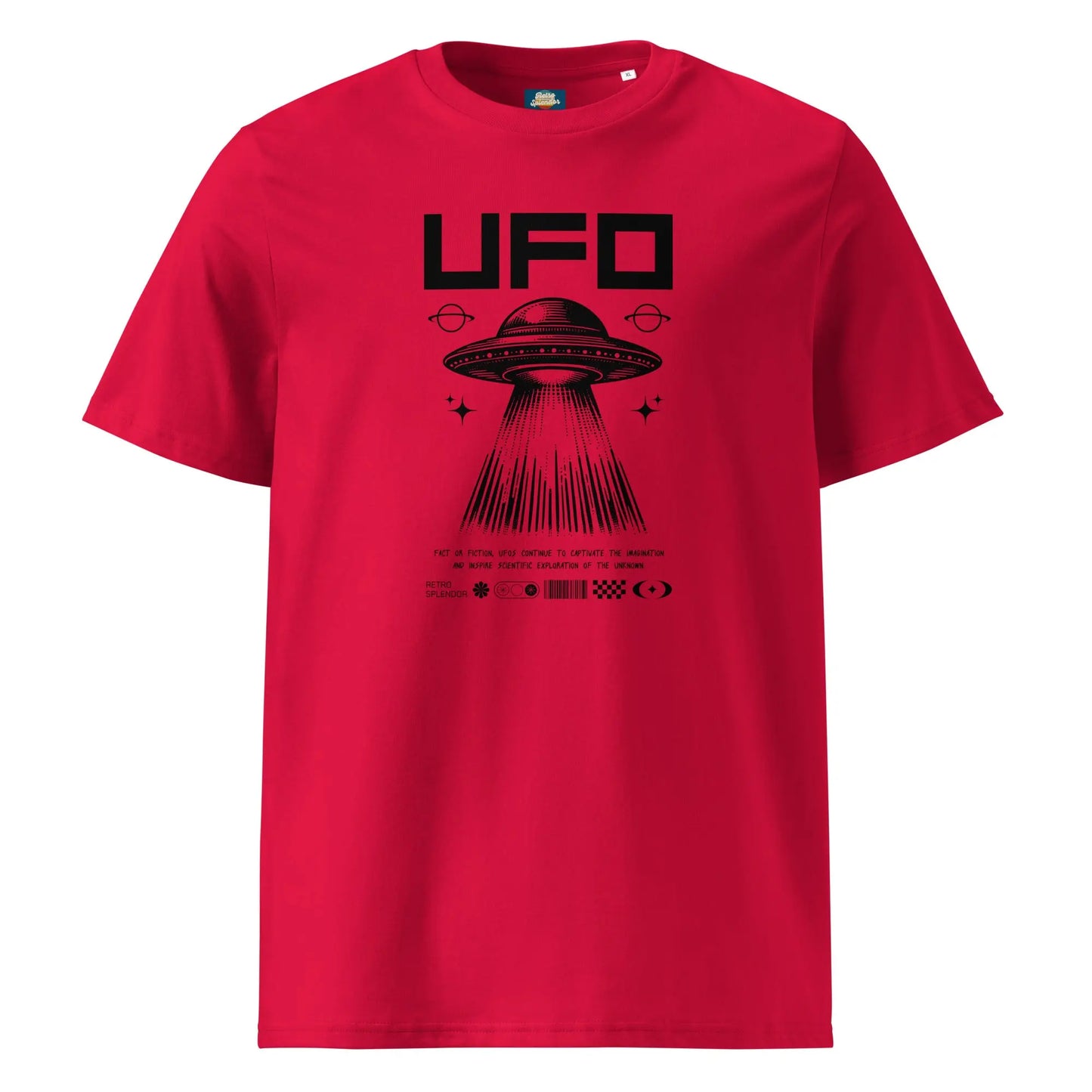 UFO - Unisex organic ribbed neck t-shirt by Stanley/Stella Tags: graphic, men, original, Printful, retro, tee, ufo, unisex, vintage, women RetroSplendor Apparel
