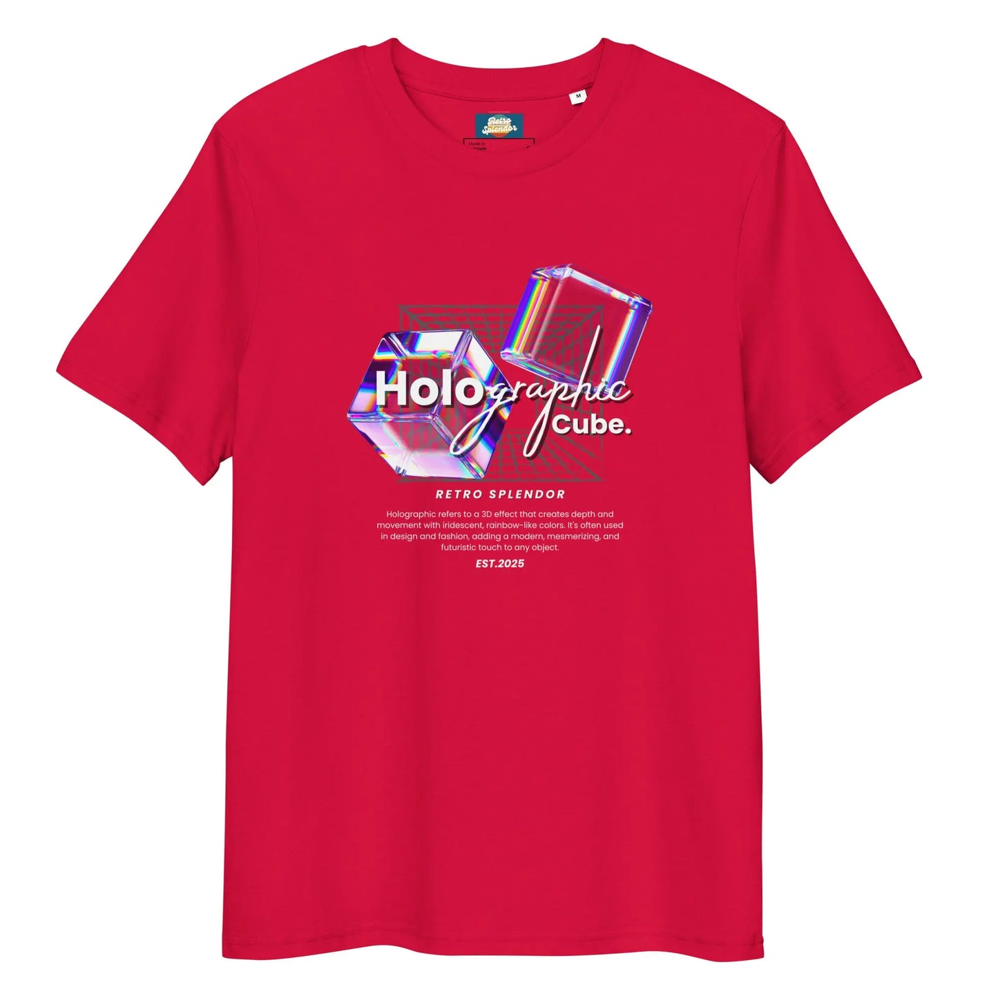 Holographic Cubes - Unisex organic ribbed neck t-shirt – Shirt by Stanley/Stella Tags: graphic, men, original, Printful, retro, science, tee, unisex, vintage, women, y2k RetroSplendor Apparel