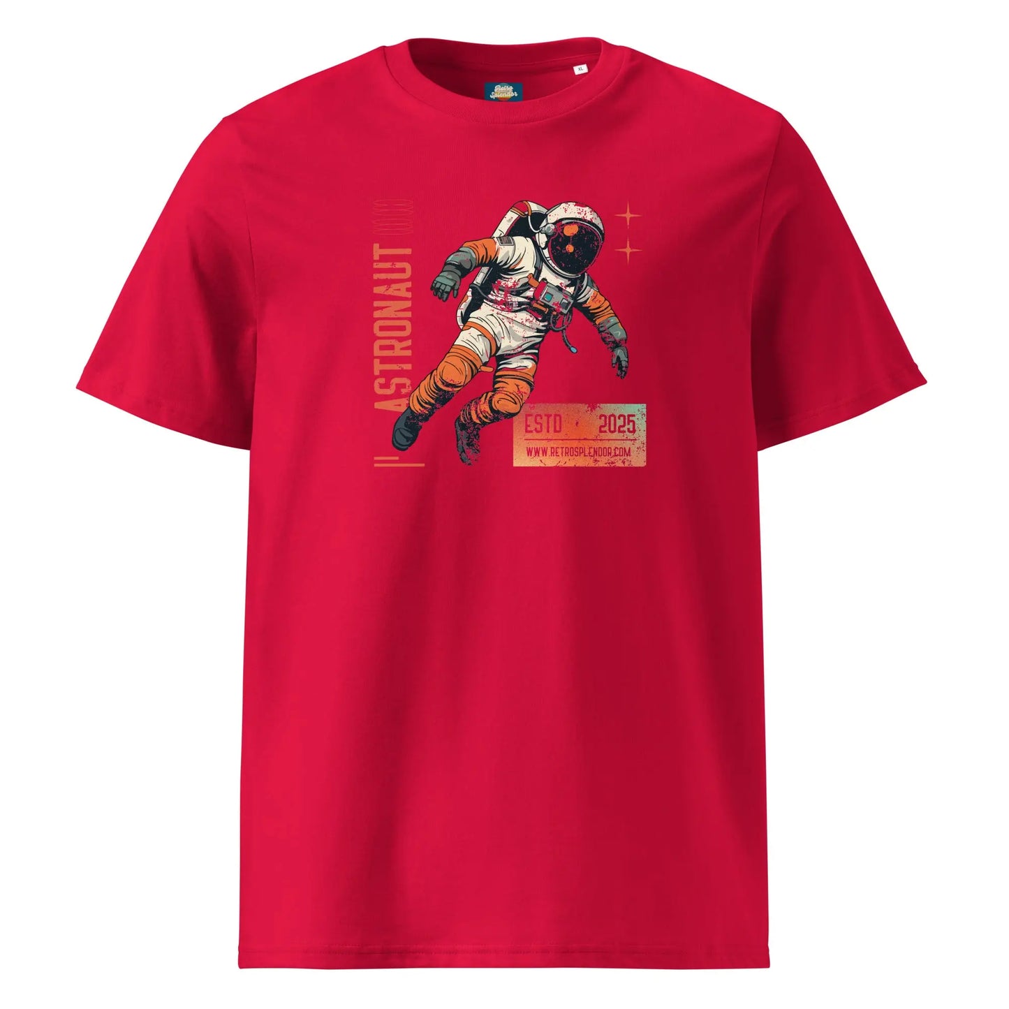 Astronaut - Distressed Unisex organic ribbed neck t-shirt by Stanley/Stella Tags: astronaut, graphic tee, original, Printful, retro, science, shirt, space, tee, vintage RetroSplendor Apparel