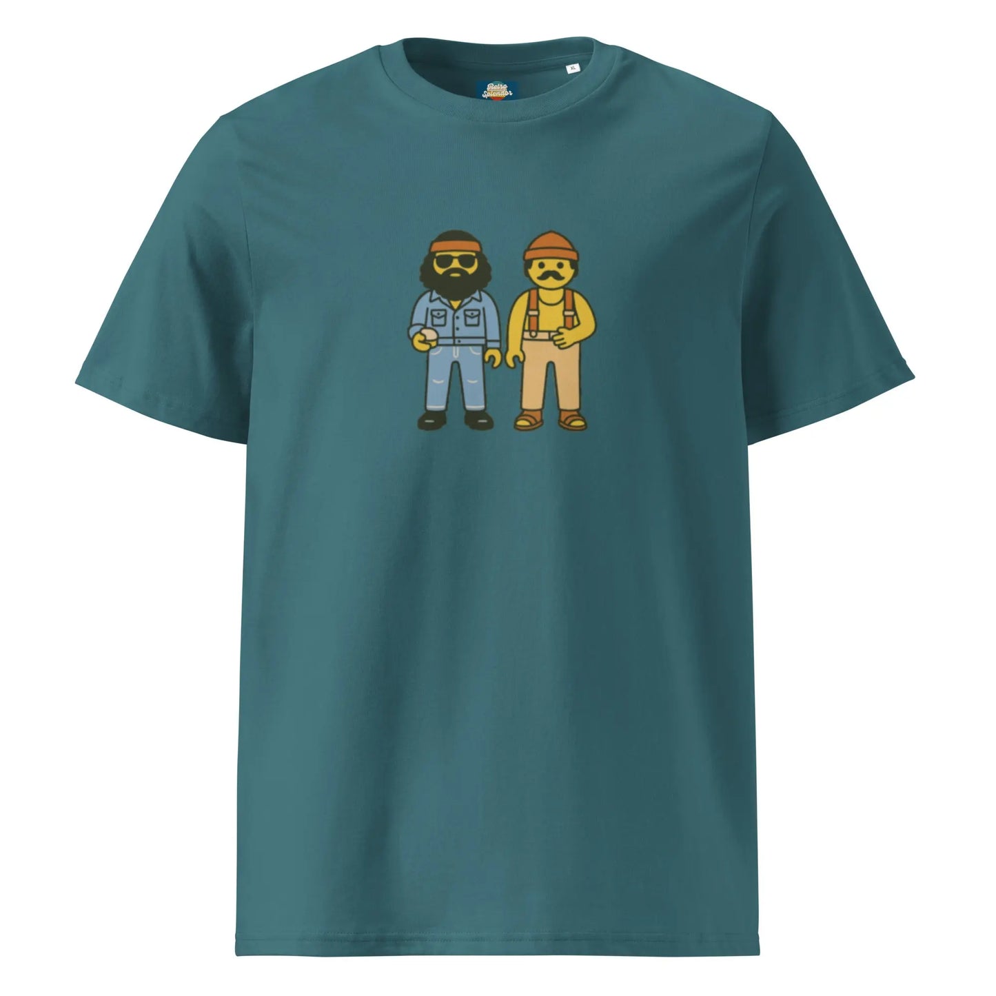 Cheech and Chong - organic ribbed neck t-shirt by Stanley/Stella Tags: 70s, cheech and chong, cute, movie, organic cotton, original, playschool, Printful, retro, retrosplendor, t-shirt, vintage vibe RetroSplendor Apparel