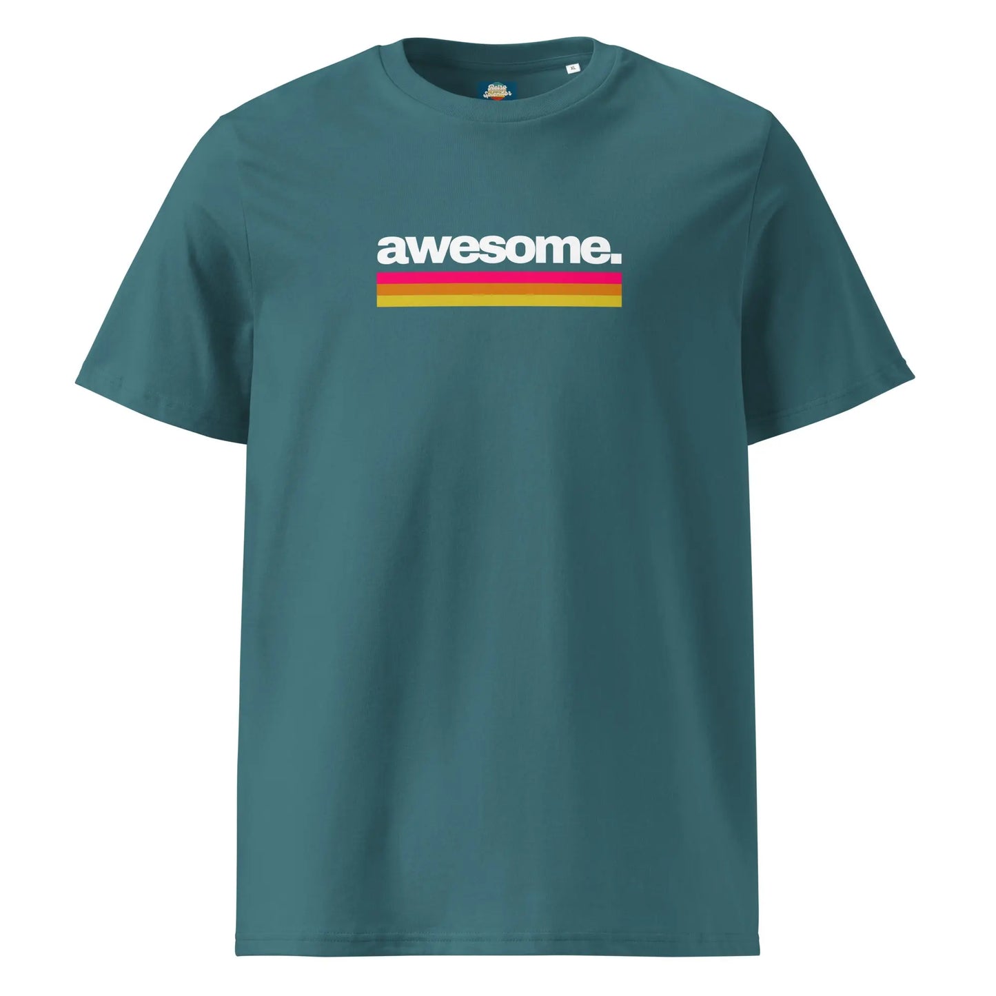 Awesome - organic ribbed neck t-shirt by Stanley/Stella Tags: 70s, 80s, awesome, graphic, logo, original, Printful, retro, slogan, tee, unisex, vintage RetroSplendor Apparel