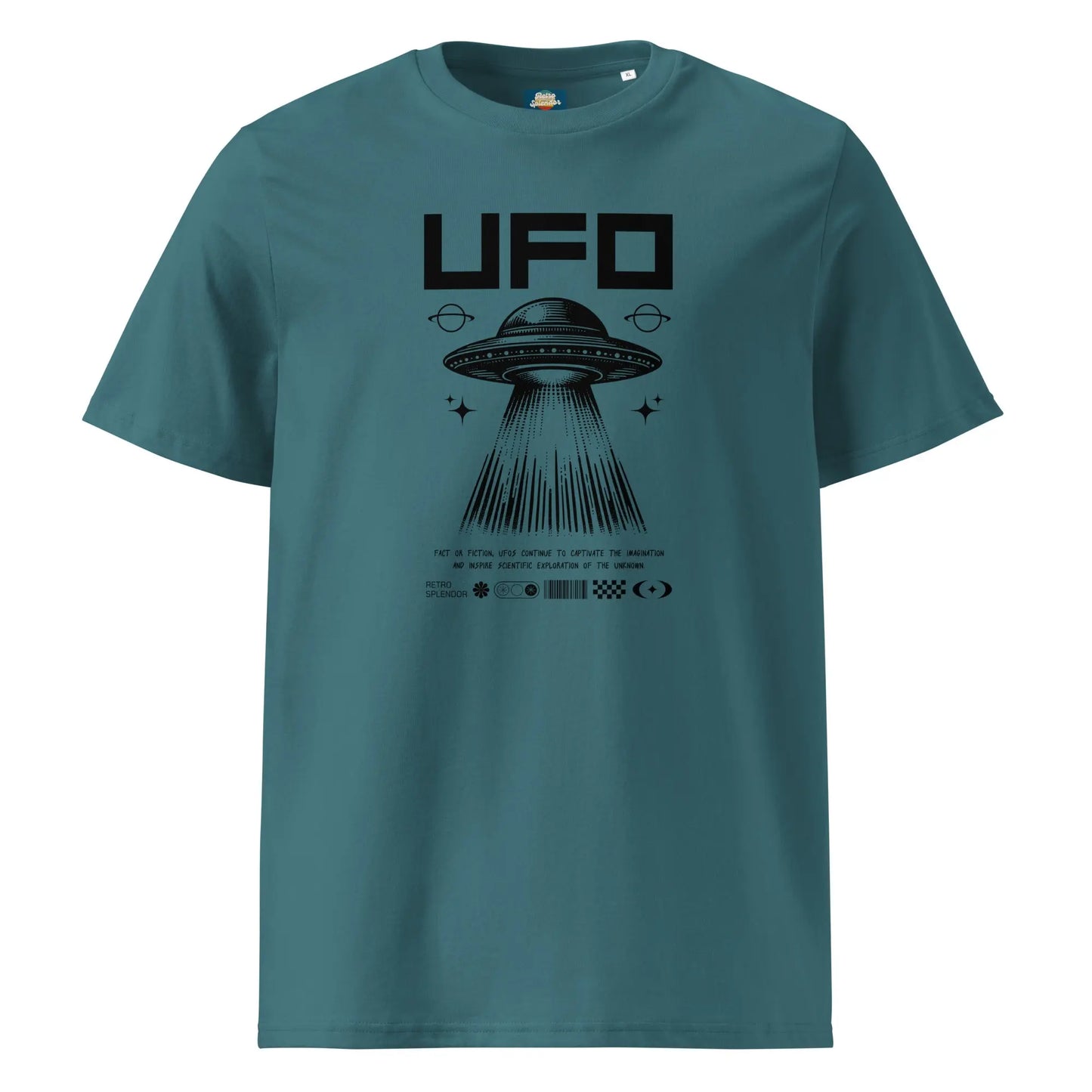 UFO - Unisex organic ribbed neck t-shirt by Stanley/Stella Tags: graphic, men, original, Printful, retro, tee, ufo, unisex, vintage, women RetroSplendor Apparel
