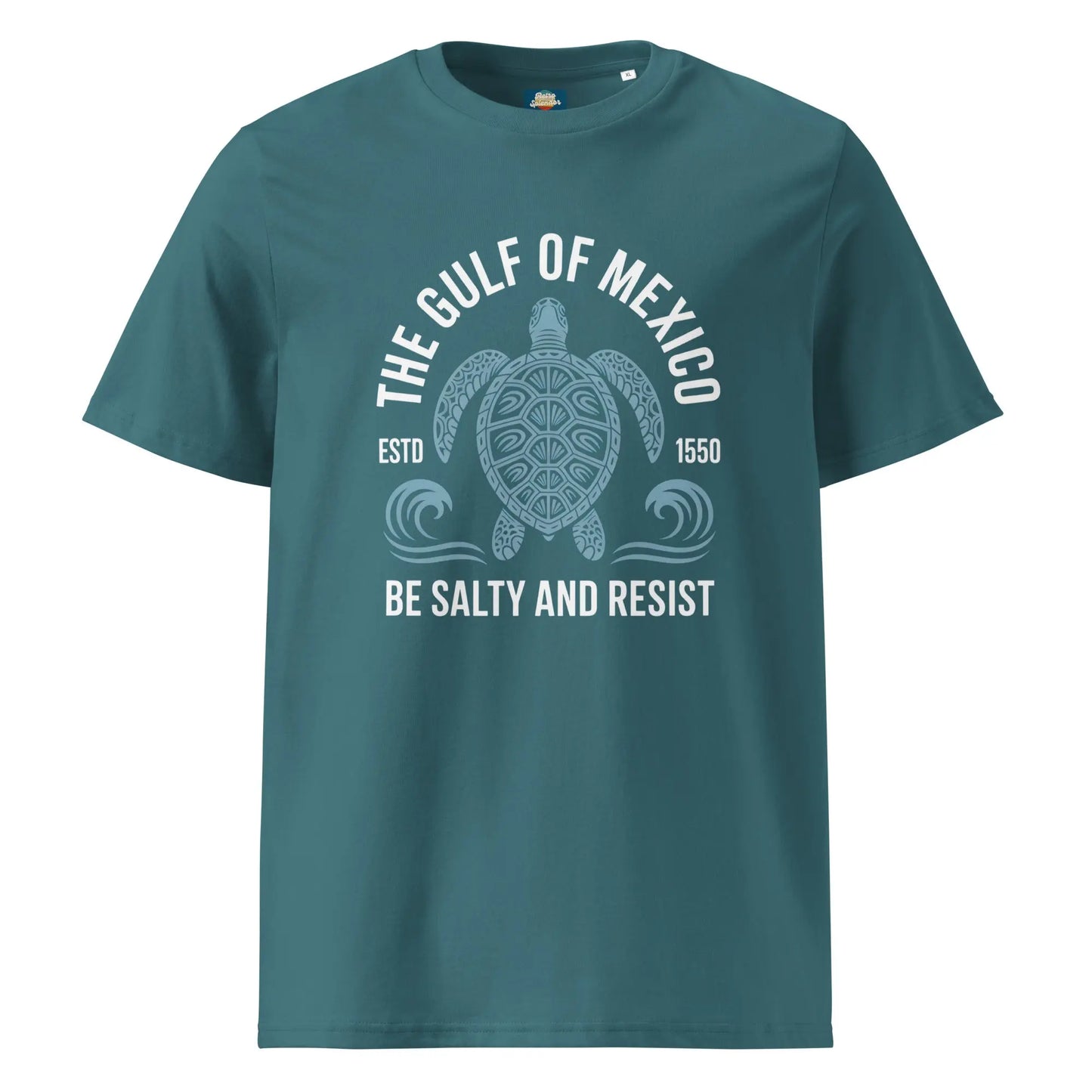 Gulf of Mexico - Be Salty and Resist t-shirt Unisex organic ribbed neck by Retro Splendor Tags: be salty, classic, fabric, graphic tee, gulf of mexico, oceanic, organic, retro, salty, shirt, slogan, t-shirt, this, turtle, unisex, vintage RetroSplendor Apparel