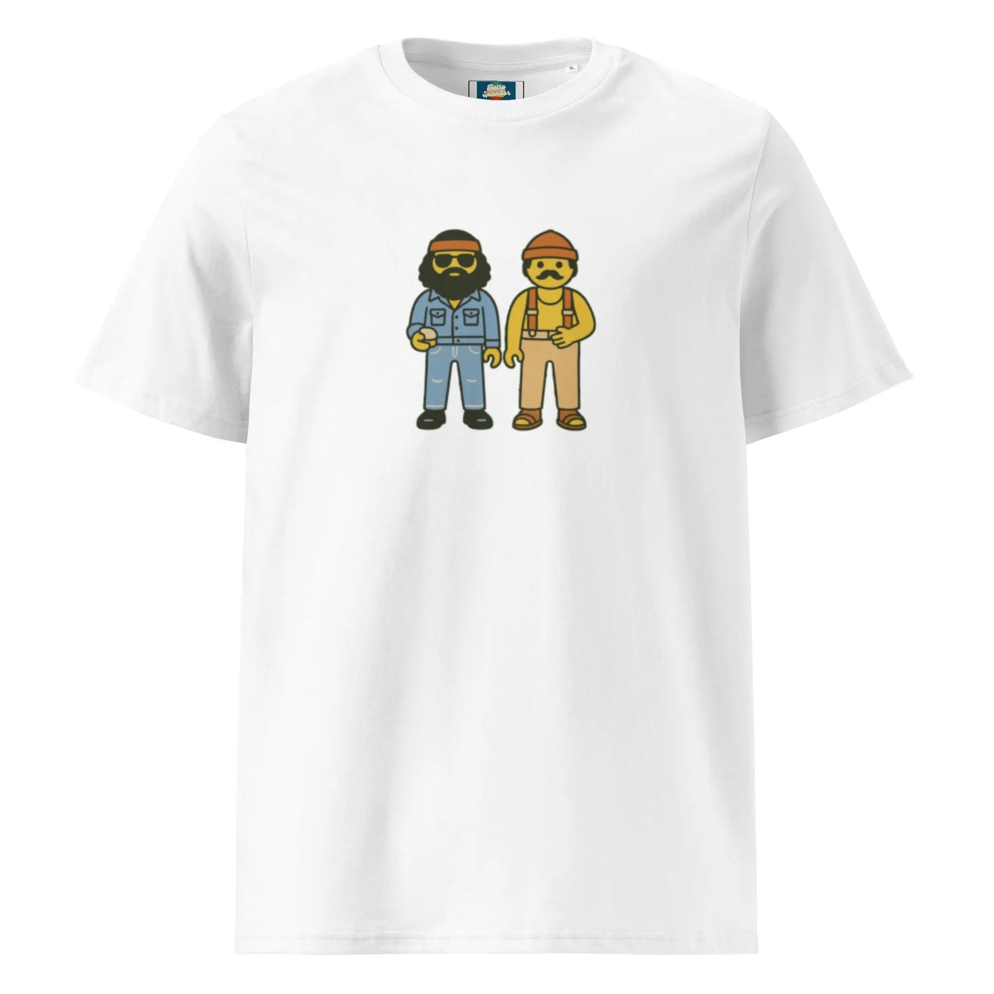 Cheech and Chong - organic ribbed neck t-shirt by Stanley/Stella Tags: 70s, cheech and chong, cute, movie, organic cotton, original, playschool, Printful, retro, retrosplendor, t-shirt, vintage vibe RetroSplendor Apparel