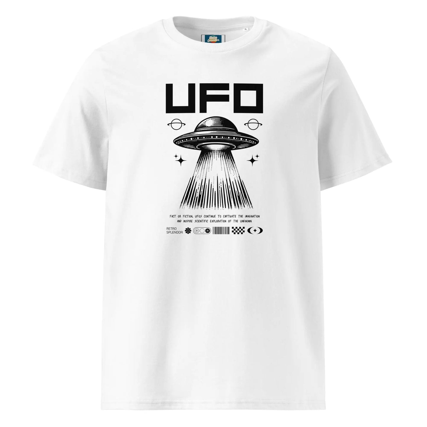 UFO - Unisex organic ribbed neck t-shirt by Stanley/Stella Tags: graphic, men, original, Printful, retro, tee, ufo, unisex, vintage, women RetroSplendor Apparel