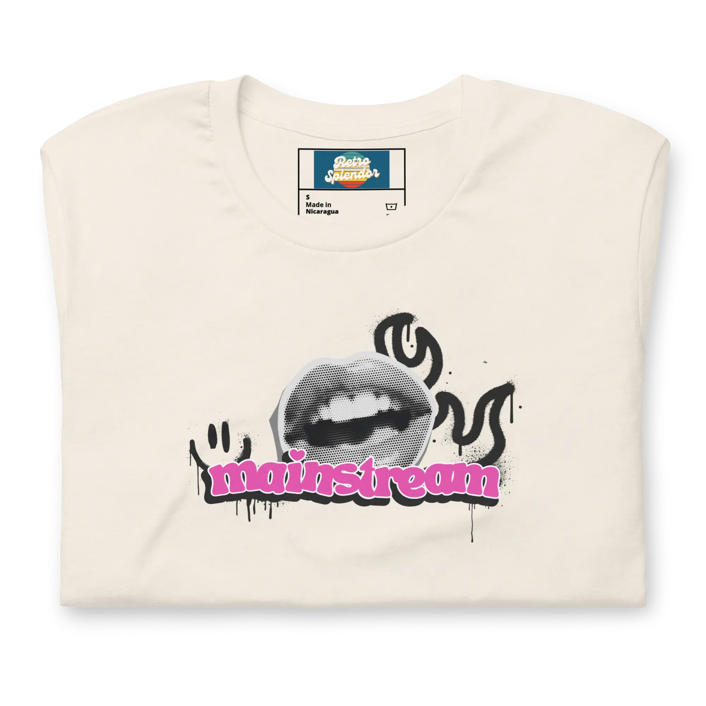 Vintage Unisex Graphic Tee: Minimalist Mainstream Counter-Culture Lips Design Original T-Shirt Stanley/Stella