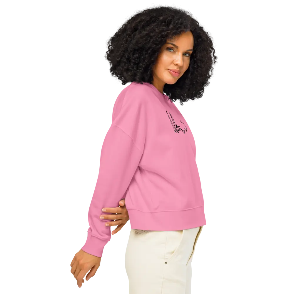 Smaug - Women’s organic crew neck sweatshirt – Sweatshirt by Stanley/Stella Tags: book, crew neck, graphic, illustration, minimalist, movie, original, Printful, retro, smaug, sweatshirt, tee, the hobbit, vintage, women RetroSplendor Apparel