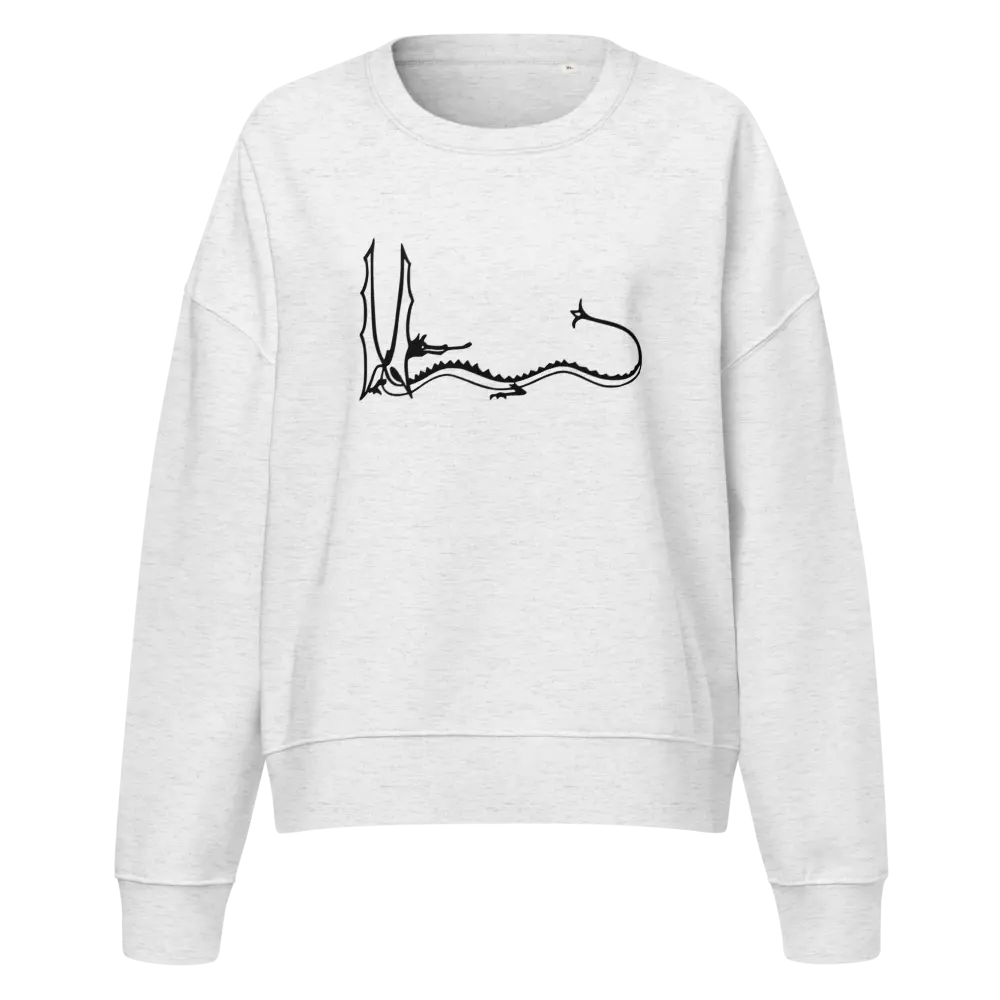 Smaug - Women’s organic crew neck sweatshirt – Sweatshirt by Stanley/Stella Tags: book, crew neck, graphic, illustration, minimalist, movie, original, Printful, retro, smaug, sweatshirt, tee, the hobbit, vintage, women RetroSplendor Apparel