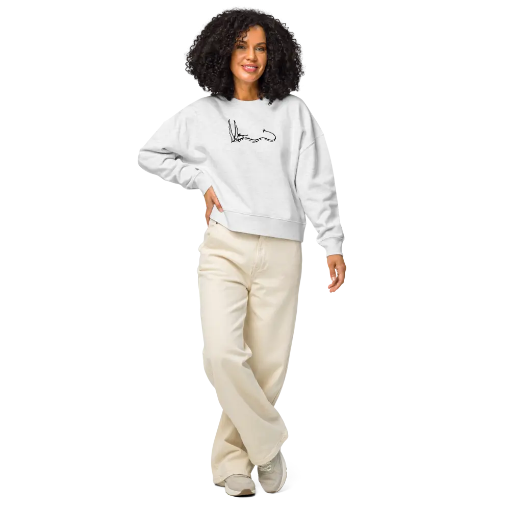 Smaug - Women’s organic crew neck sweatshirt – Sweatshirt by Stanley/Stella Tags: book, crew neck, graphic, illustration, minimalist, movie, original, Printful, retro, smaug, sweatshirt, tee, the hobbit, vintage, women RetroSplendor Apparel