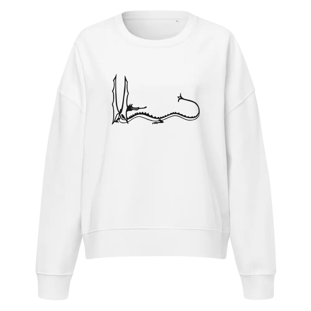 Smaug - Women’s organic crew neck sweatshirt – Sweatshirt by Stanley/Stella Tags: book, crew neck, graphic, illustration, minimalist, movie, original, Printful, retro, smaug, sweatshirt, tee, the hobbit, vintage, women RetroSplendor Apparel