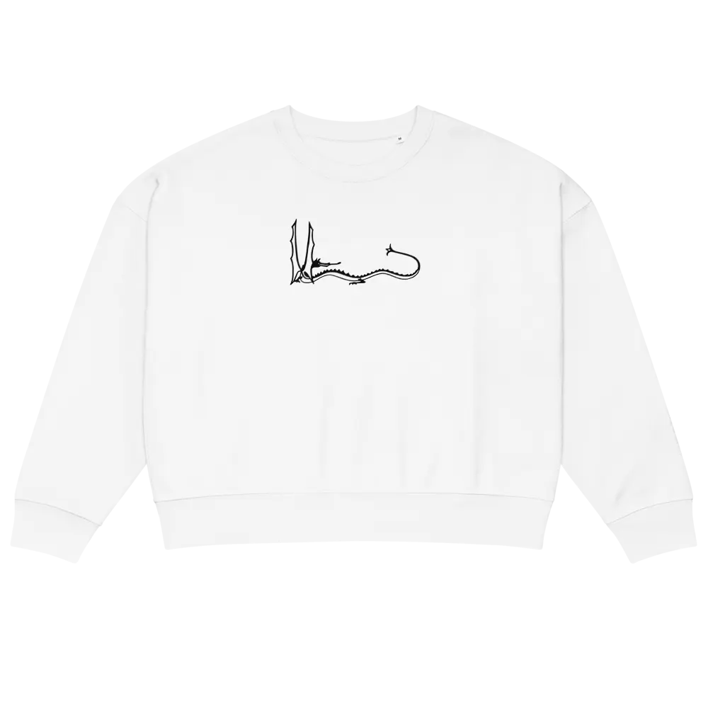 Smaug - Women’s organic crew neck sweatshirt – Sweatshirt by Stanley/Stella Tags: book, crew neck, graphic, illustration, minimalist, movie, original, Printful, retro, smaug, sweatshirt, tee, the hobbit, vintage, women RetroSplendor Apparel