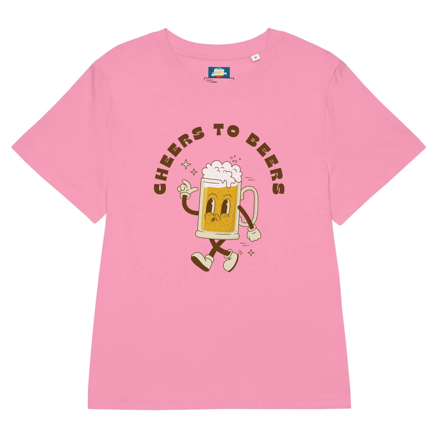 Cheers to Beers - Women’s organic ribbed neck t-shirt by Stanley/Stella Tags: beer, cheers, graphic, original, Printful, retro, shirt, tee, vintage, women RetroSplendor Apparel