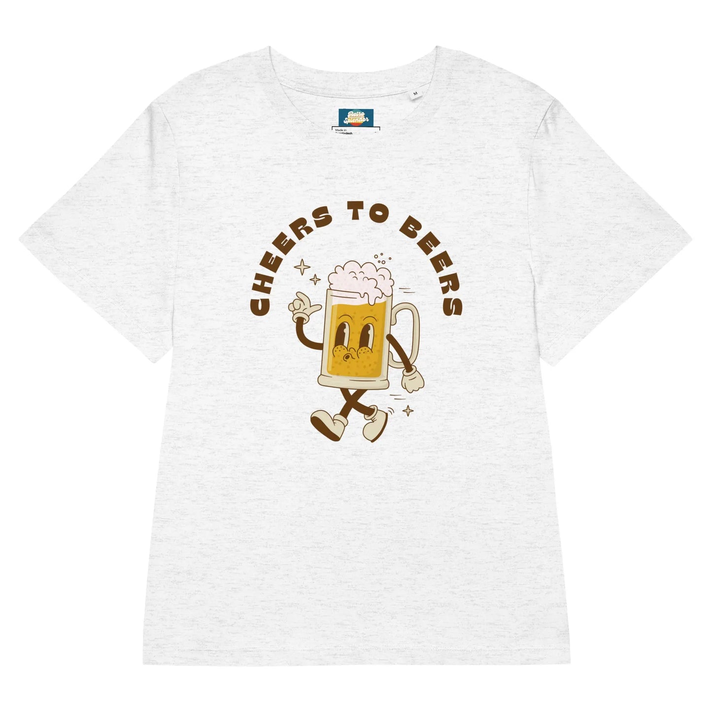 Cheers to Beers - Women’s organic ribbed neck t-shirt by Stanley/Stella Tags: beer, cheers, graphic, original, Printful, retro, shirt, tee, vintage, women RetroSplendor Apparel