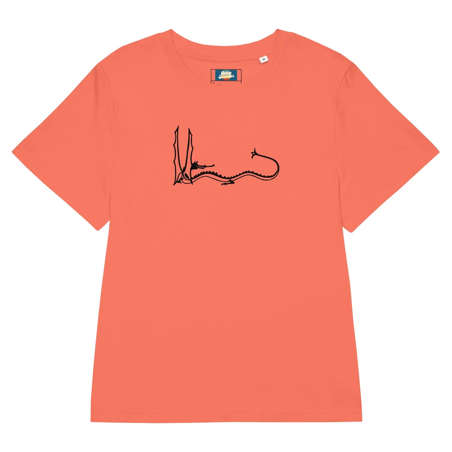 Smaug - Women’s organic ribbed neck t-shirt by Stanley/Stella Tags: 70s, book, dragon, graphic tee, illustration, movie, original, Printful, retro, smaug, the hobbit, vintage vibe, women's RetroSplendor Apparel