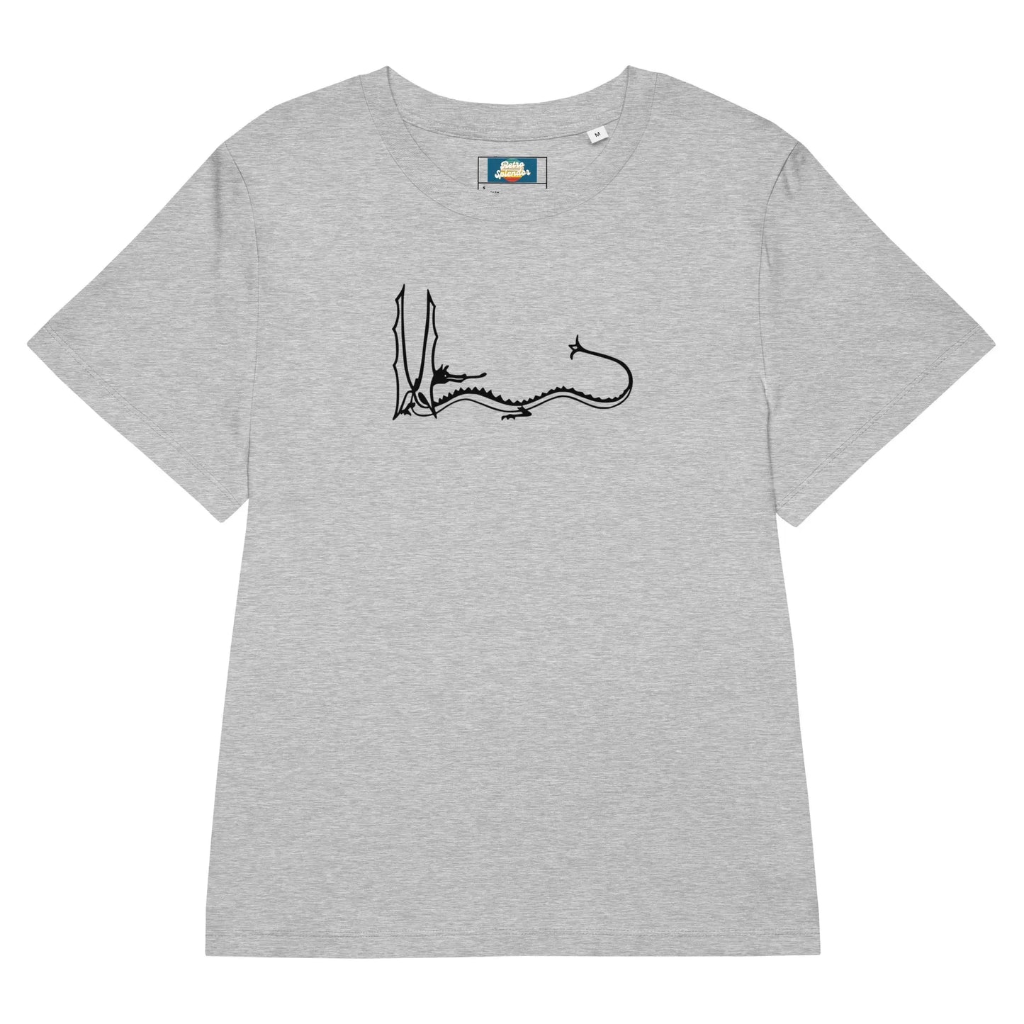 Smaug - Women’s organic ribbed neck t-shirt by Stanley/Stella Tags: 70s, book, dragon, graphic tee, illustration, movie, original, Printful, retro, smaug, the hobbit, vintage vibe, women's RetroSplendor Apparel