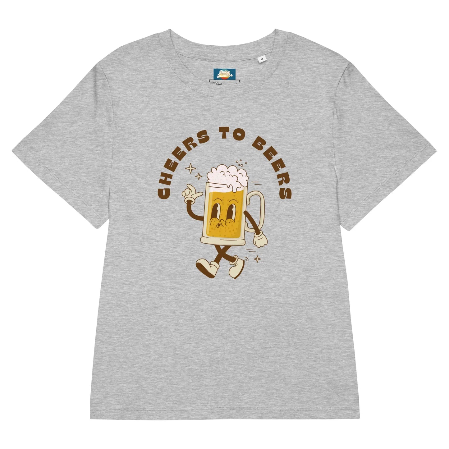 Cheers to Beers - Women’s organic ribbed neck t-shirt by Stanley/Stella Tags: beer, cheers, graphic, original, Printful, retro, shirt, tee, vintage, women RetroSplendor Apparel
