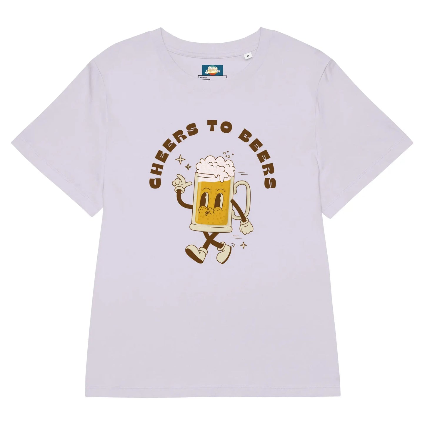 Cheers to Beers - Women’s organic ribbed neck t-shirt by Stanley/Stella Tags: beer, cheers, graphic, original, Printful, retro, shirt, tee, vintage, women RetroSplendor Apparel