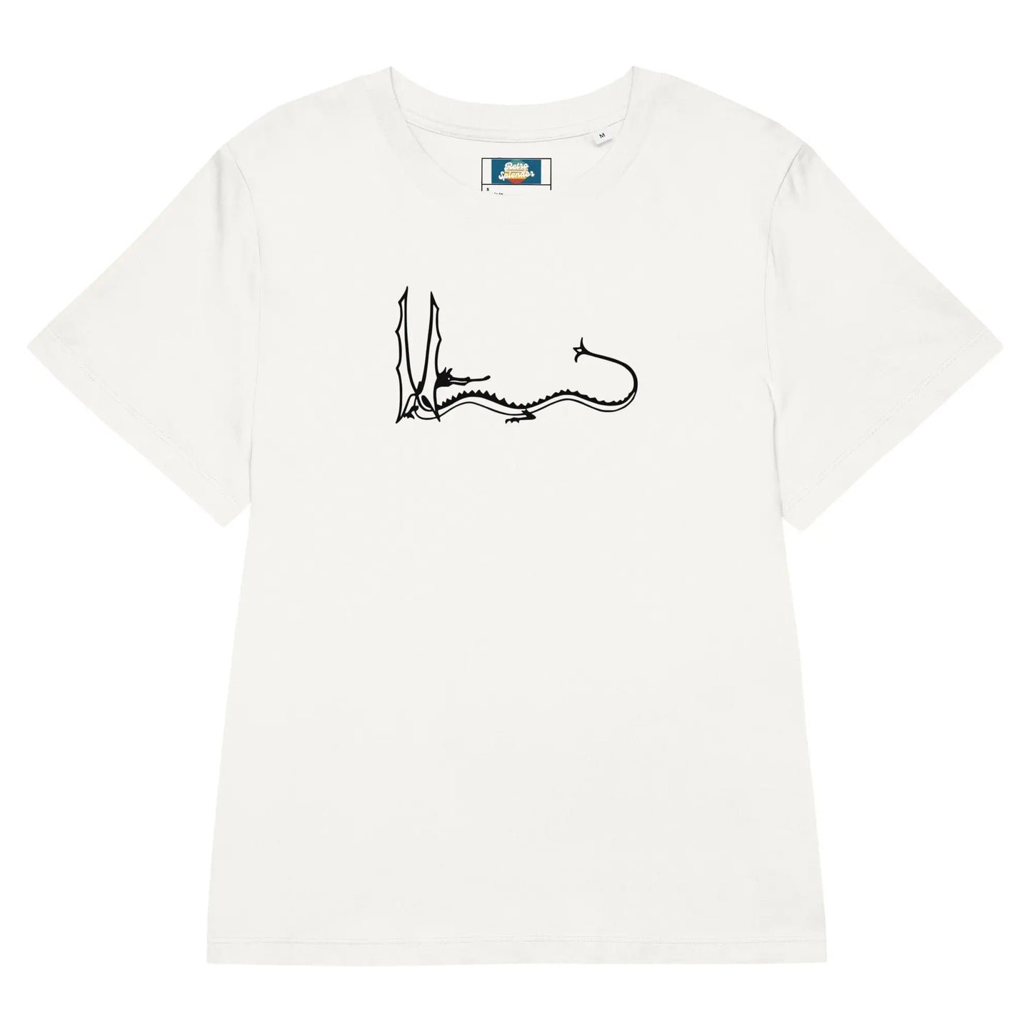 Smaug - Women’s organic ribbed neck t-shirt by Stanley/Stella Tags: 70s, book, dragon, graphic tee, illustration, movie, original, Printful, retro, smaug, the hobbit, vintage vibe, women's RetroSplendor Apparel