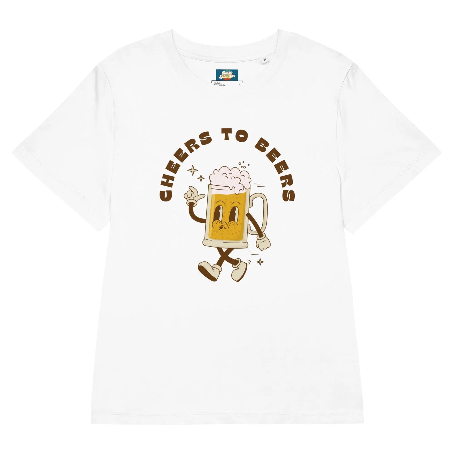 Cheers to Beers - Women’s organic ribbed neck t-shirt by Stanley/Stella Tags: beer, cheers, graphic, original, Printful, retro, shirt, tee, vintage, women RetroSplendor Apparel