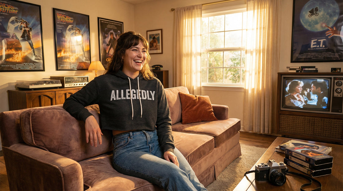 Retro Allegedly Crop Hoodie - Classic TV & Movie Inspired - Lifestyle image